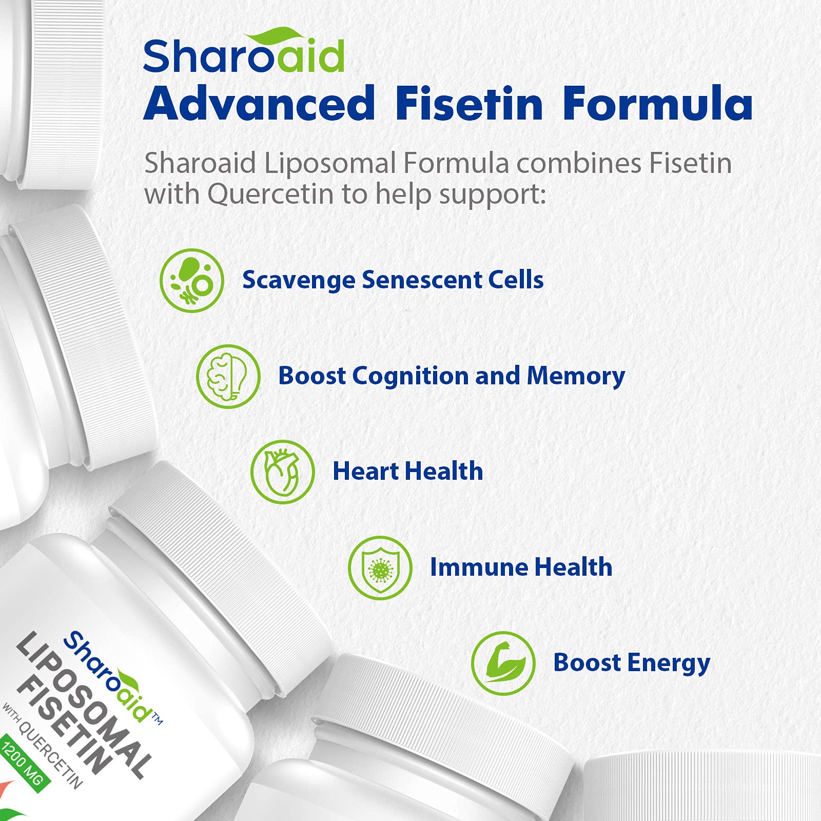 Sharoaid Liposomal Fisetin with Quercetin Supplements 1200 mg per Serving,High Absorpti Sharoaid Au supplements