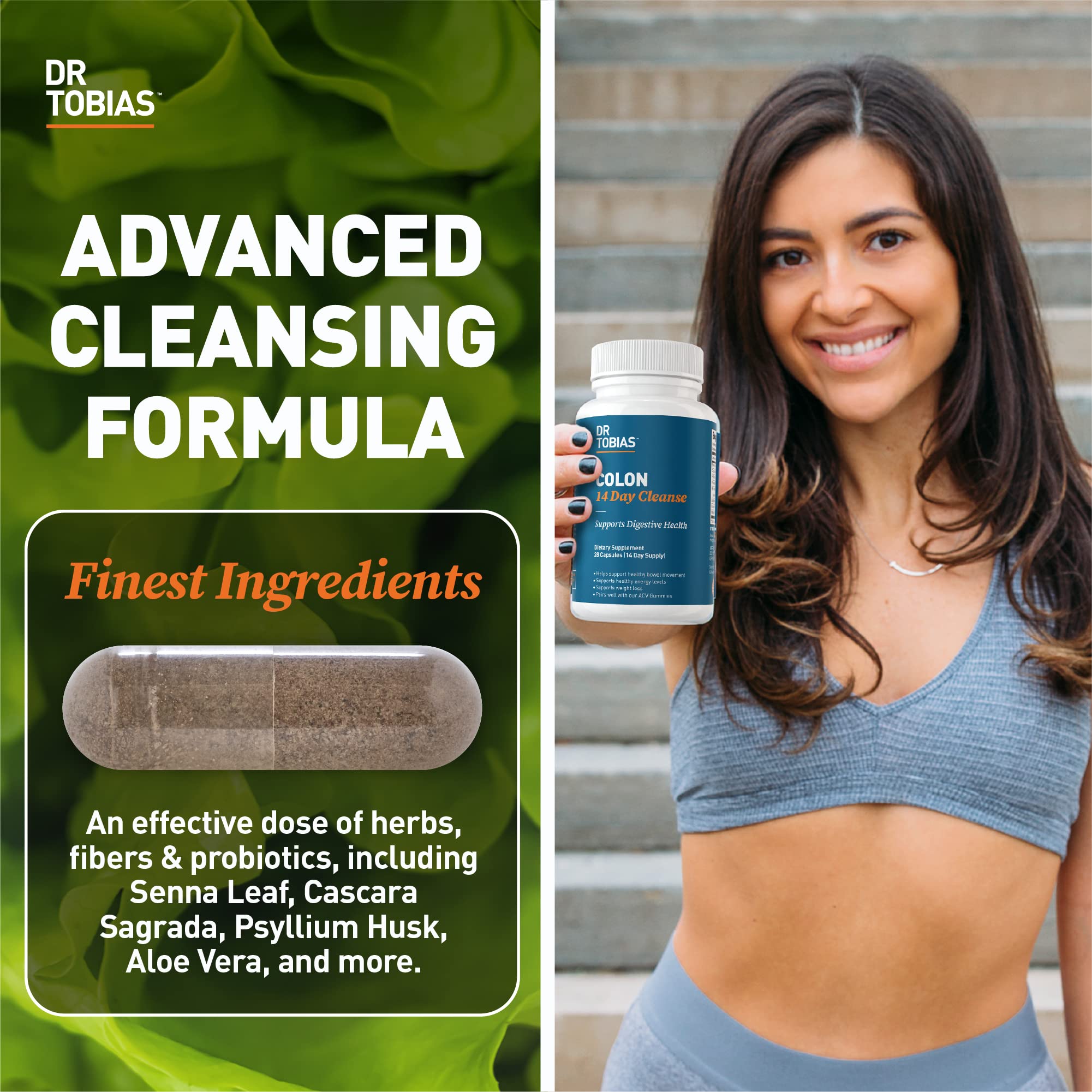 Dr. Tobias Colon Cleanse - Constipation Relief & Gut Health Support for Women & Men | 14 Day Colon Cleanser for a Gentle Colon Detox & Gut Flush - 28 Capsules (1-2 Daily) Dr. Tobias Au supplements
