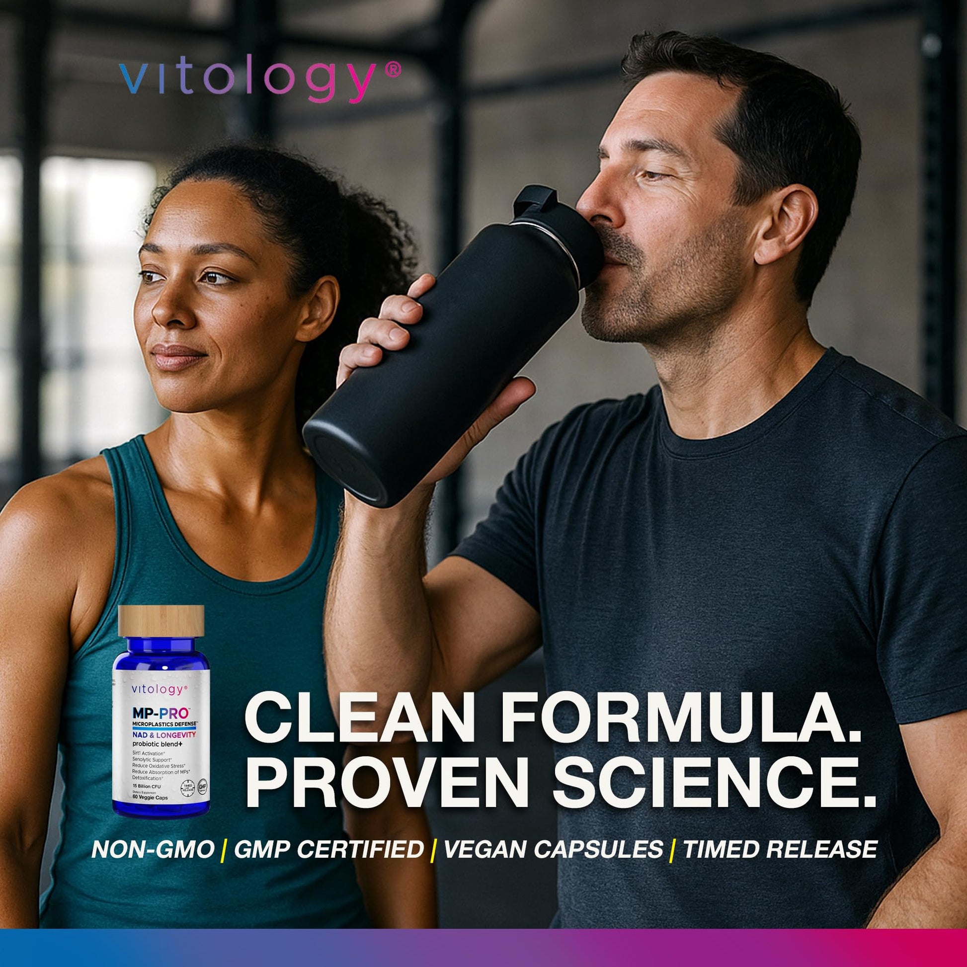 Vitology MP-PRO Microplastics Defense | 15 Billion CFU Probiotic + Antioxidant Blend | NMN, NAC, Glutathione, Resveratrol & Charcoal | Supports Cellular Detox, Longevity & Gut Health – 60 Capsules Vitology Au supplements