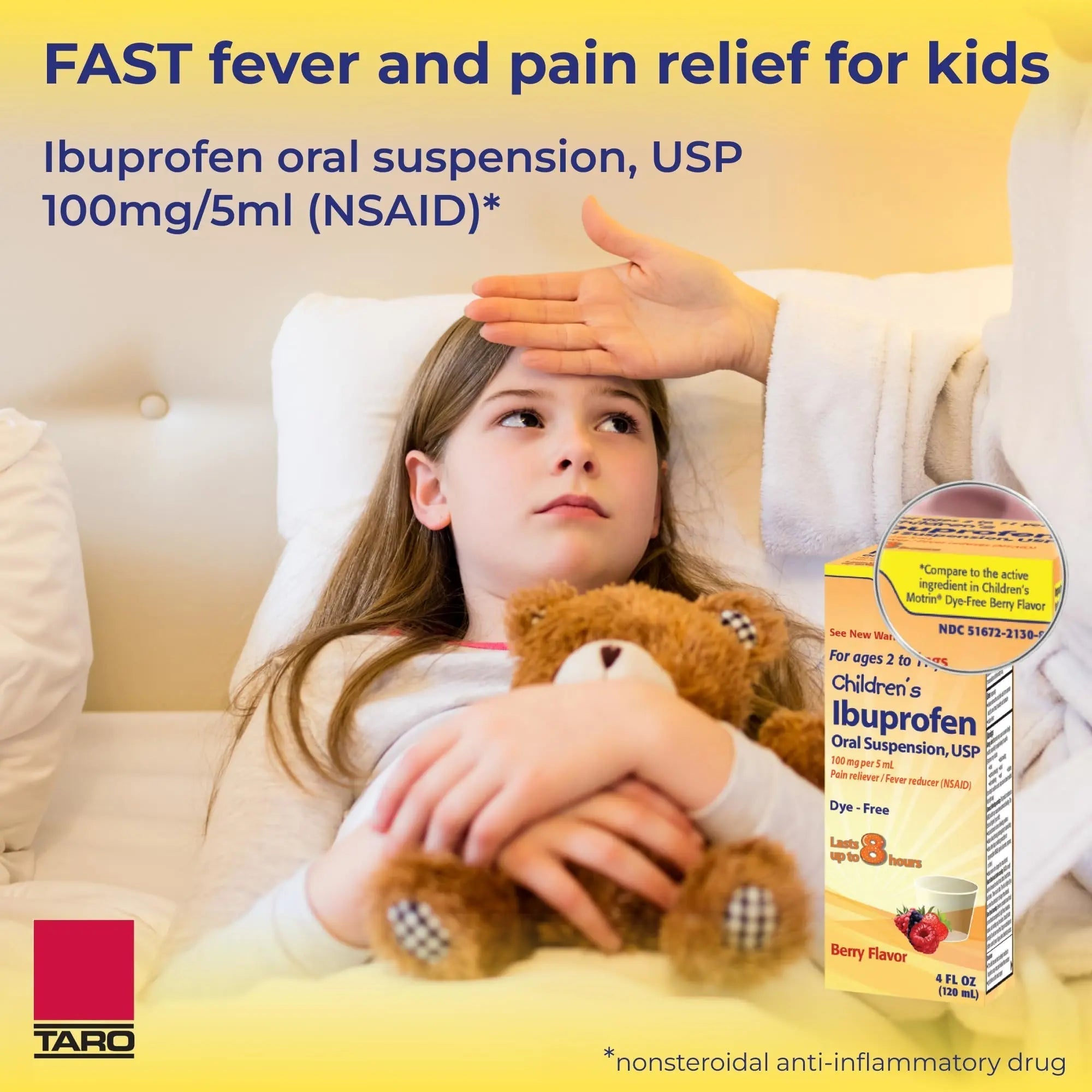 Children's Ibuprofen Oral Suspension 100 mg per 5 mL, 4 Fl Oz, Pain Reliever and Fever Reducer for Ages 2-11 Years, Dye-Free, Berry Flavor TARO Au supplements