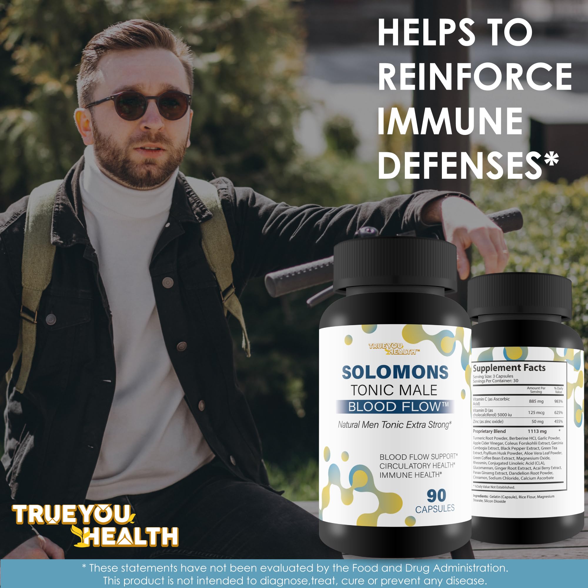 Solomons Tonic - Our Best Mens Blood Flow Supplement - Good Blood Flow Support - Male Blood Flow Capsules - Max Blood Flow Pills - Blood Circulation Supplements for Men - Male Blood Circulation Pills True You Health Au supplements