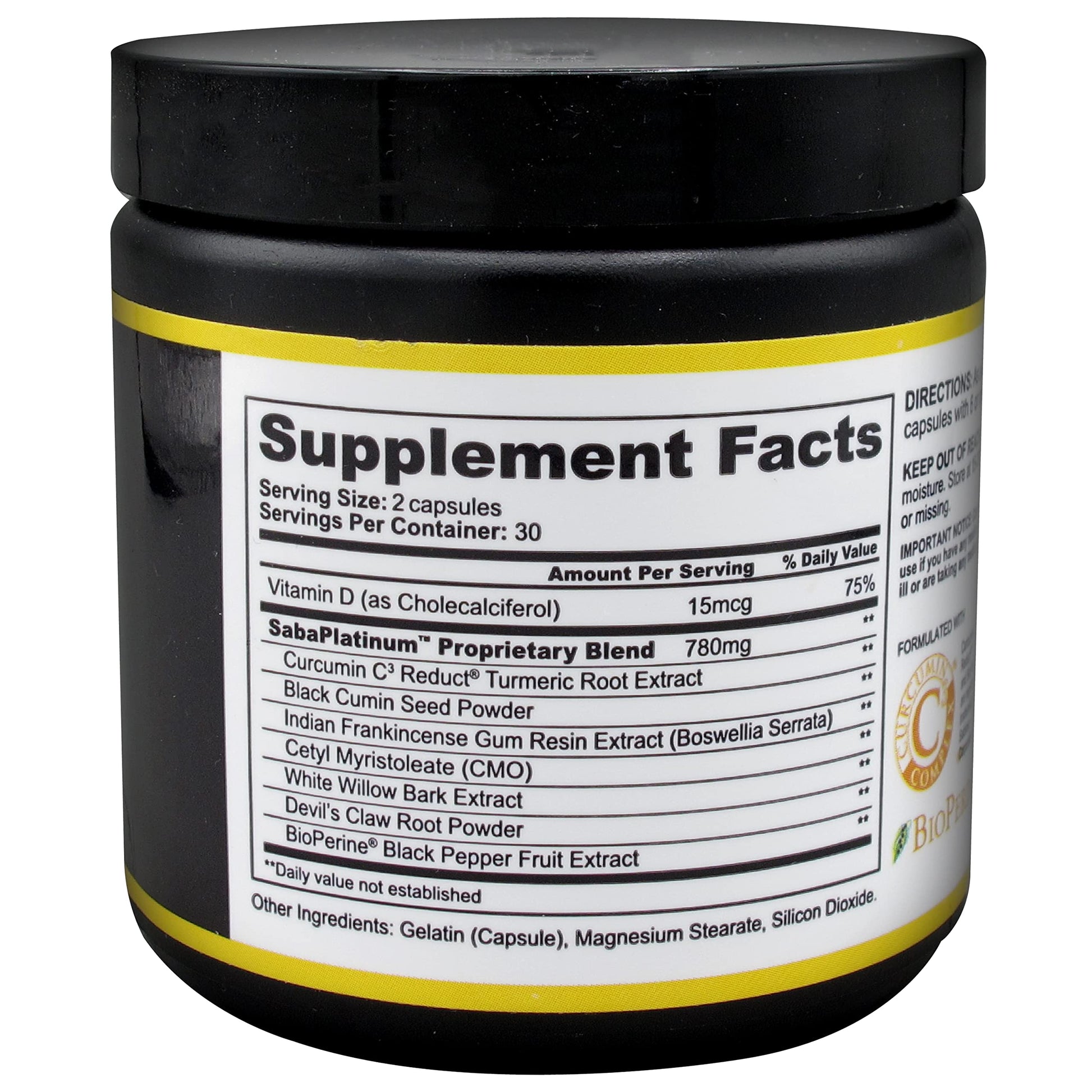 Saba Platinum Joint Support – High Absorption Curcumin C3 Reduct & Boswellia – Fast Acting Turmeric Supplement for Joint Pain Relief, Mobility & Healthy Inflammation Response – 60 Vegan Capsules Saba Au supplements