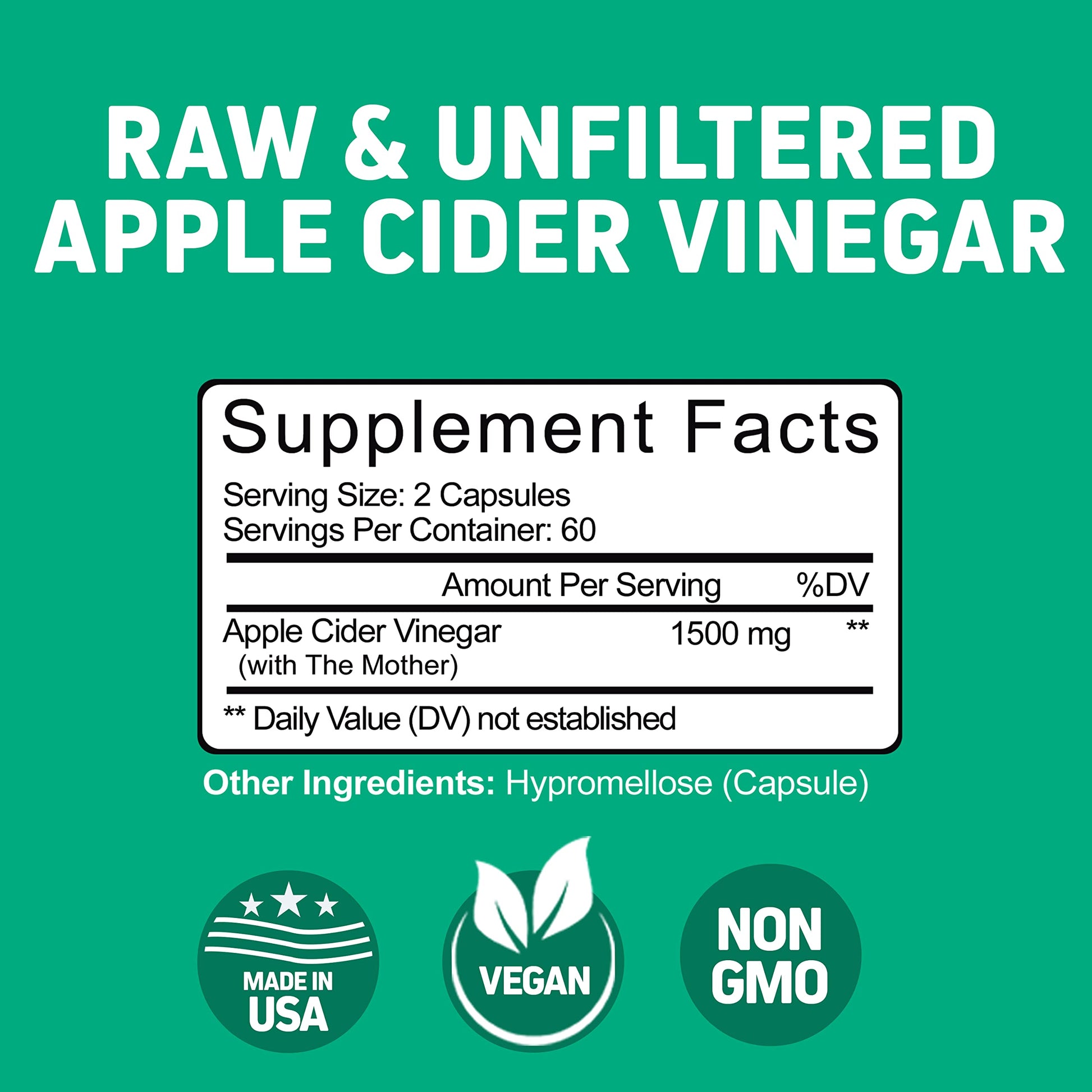Herbtonics Raw Apple Cider Vinegar Capsules, 1500mg Detox Support (Packaging May Vary), 90 Caps Herbtonics Au supplements