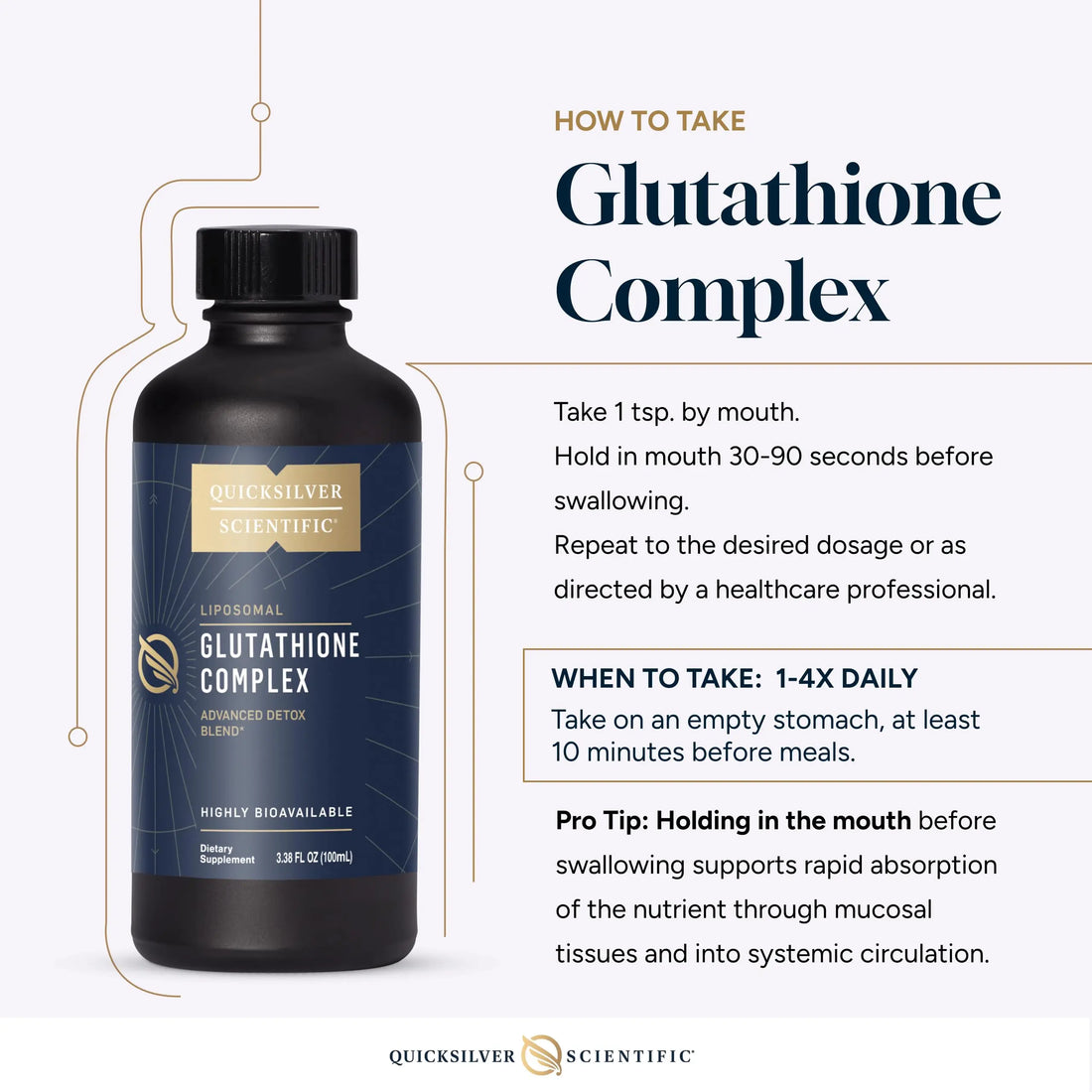 Quicksilver Scientific Glutathione Complex - Superior Absorption Antioxidant Supplement with Liquid Glutathione & Milk Thistle - Vitamin B Complex - Supplement for Daily Use (3.38 fl oz) Quicksilver Scientific Au supplements