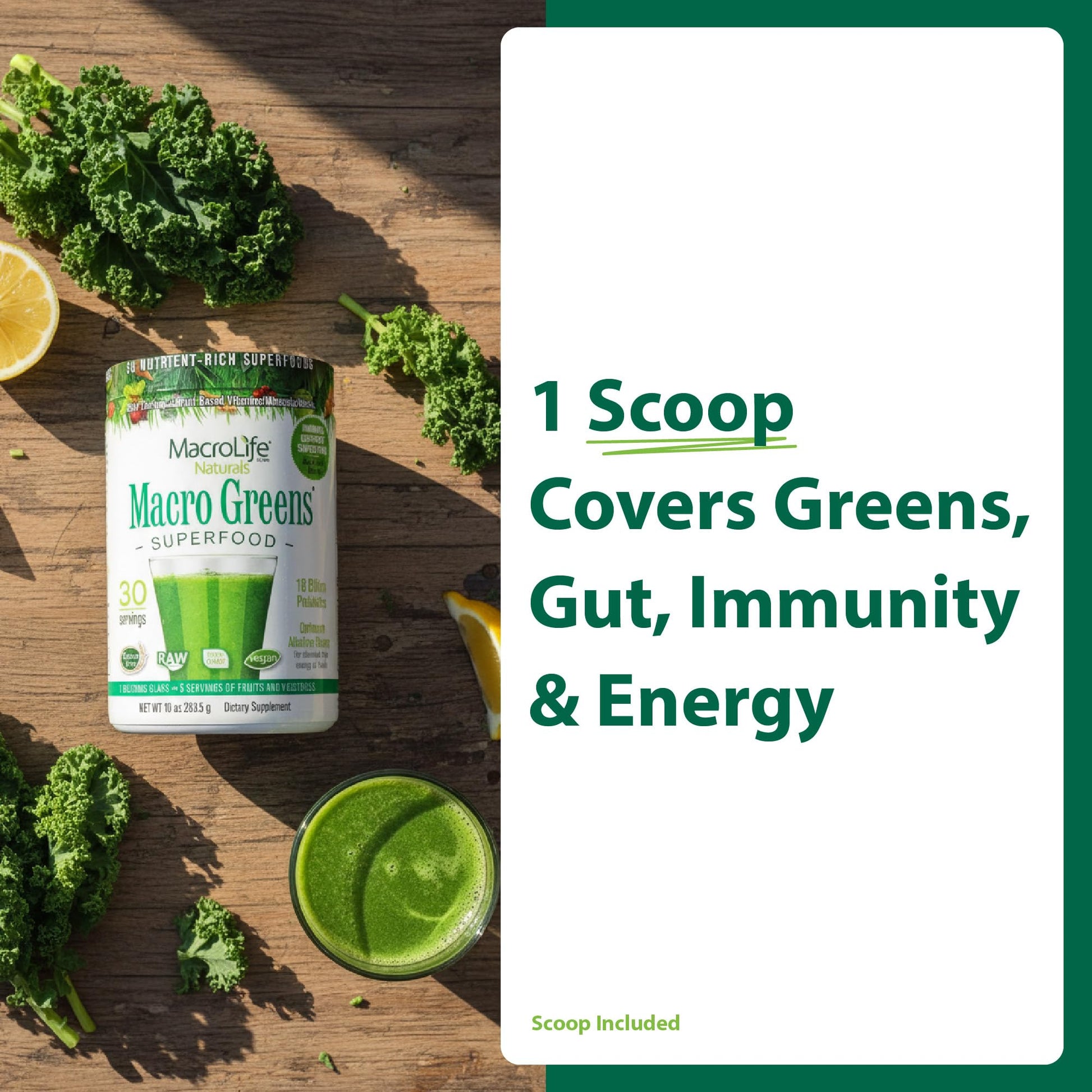 MacroLife Naturals Macro Greens Superfood Powder – 38 Superfoods with Probiotics, Digestive Enzymes & Adaptogens | Non GMO, Vegan, Gluten Free | 18B CFU | 10 oz (30 Servings) MacroLife Naturals Au supplements