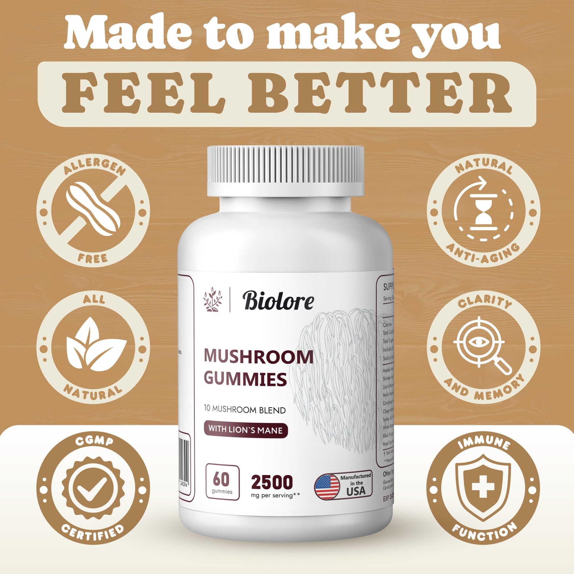 Biolore Mushroom Complex Gummies: 10 Powerful Mushrooms with Chaga, Lions Mane Biolore Au supplements