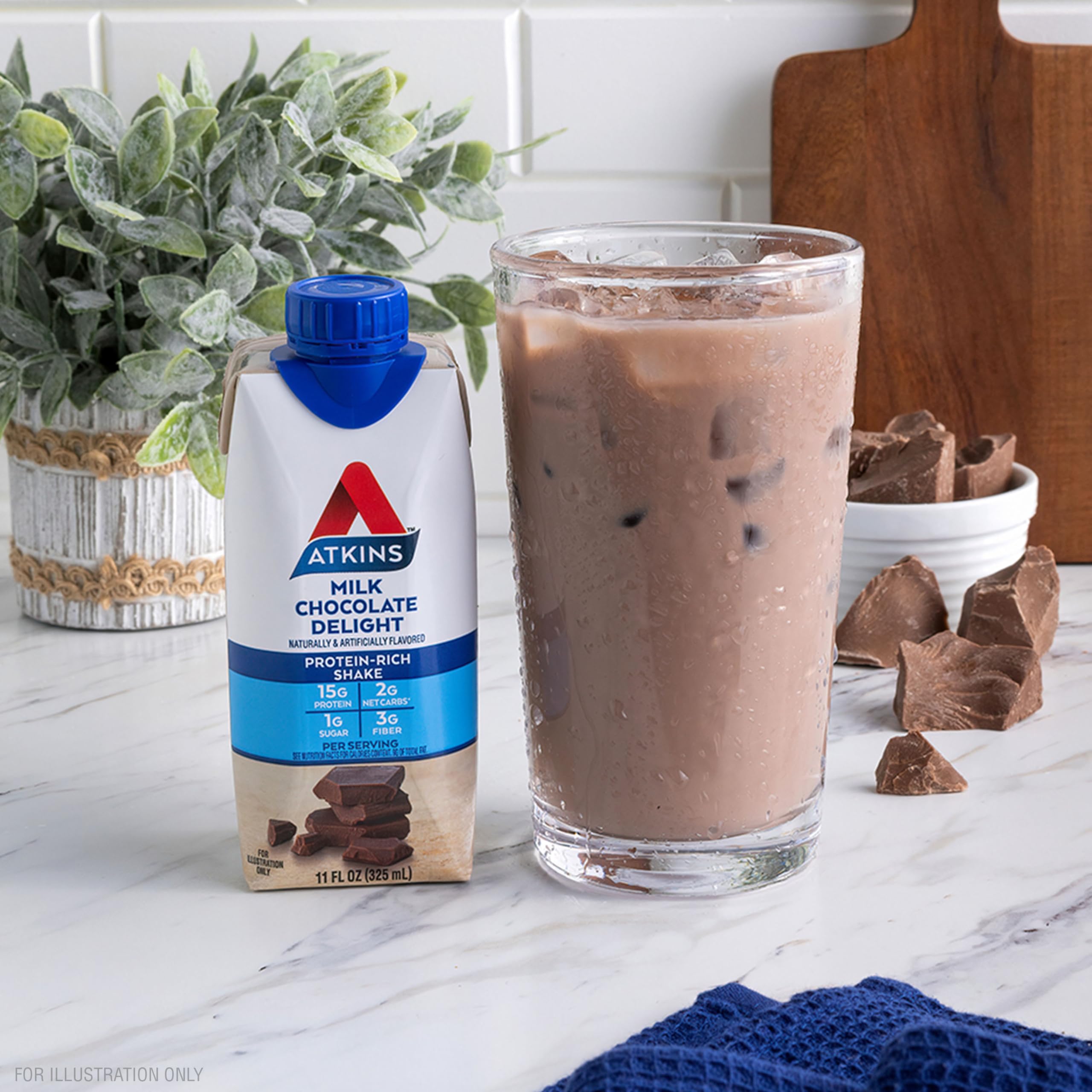 Atkins Milk Chocolate Delight Protein Shake, 15g Protein, Low Glycemic, 2g Net Carb Atkins Au supplements
