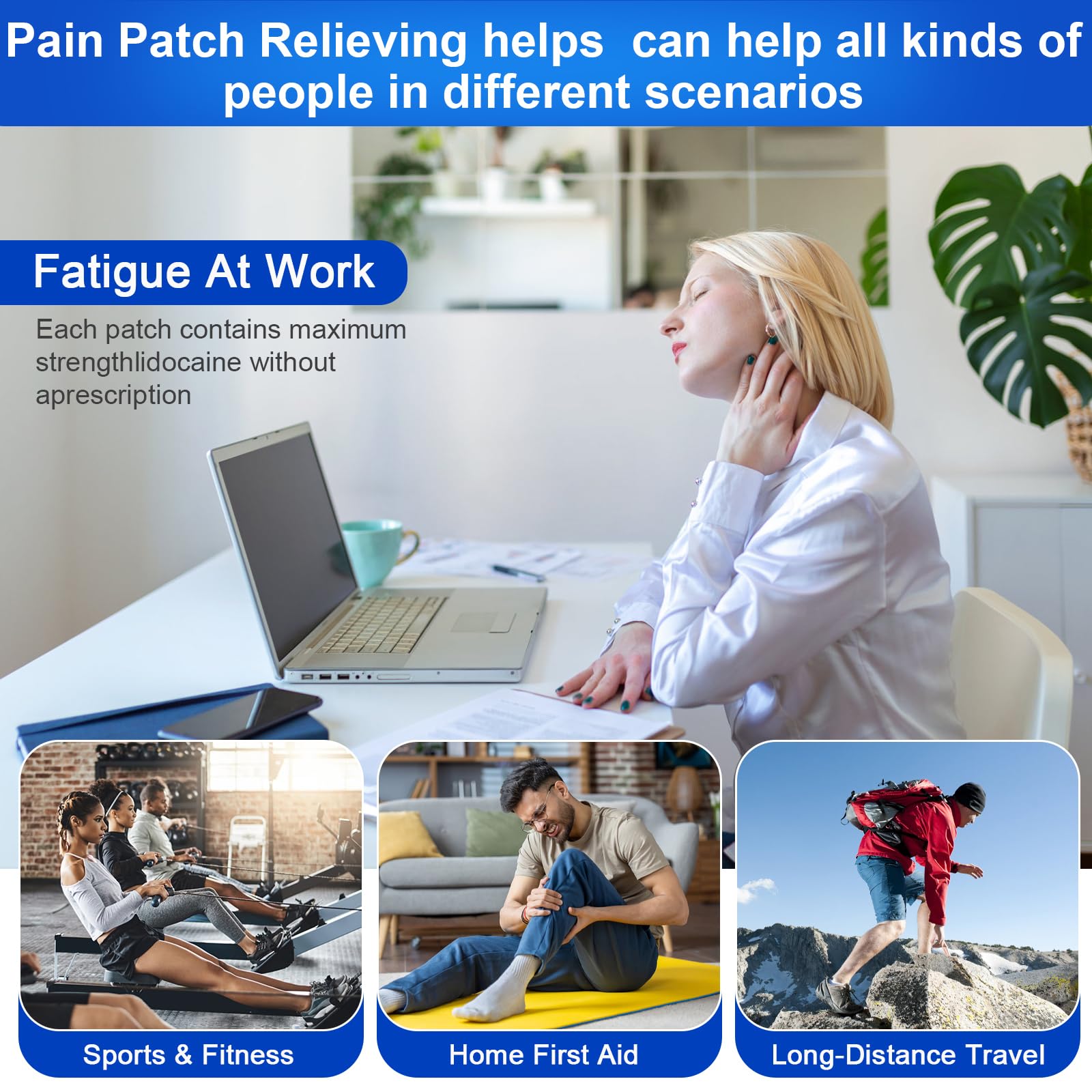AROSLU Pain Relief Patches Lidocaine 4% ICY Patch Relieving Patch-12 Hour Acting Pain Patches-Muscle and Joint Pain Relief |Targets Neck,Back,Shoulders Pain relief-20patches AROSLU Au supplements