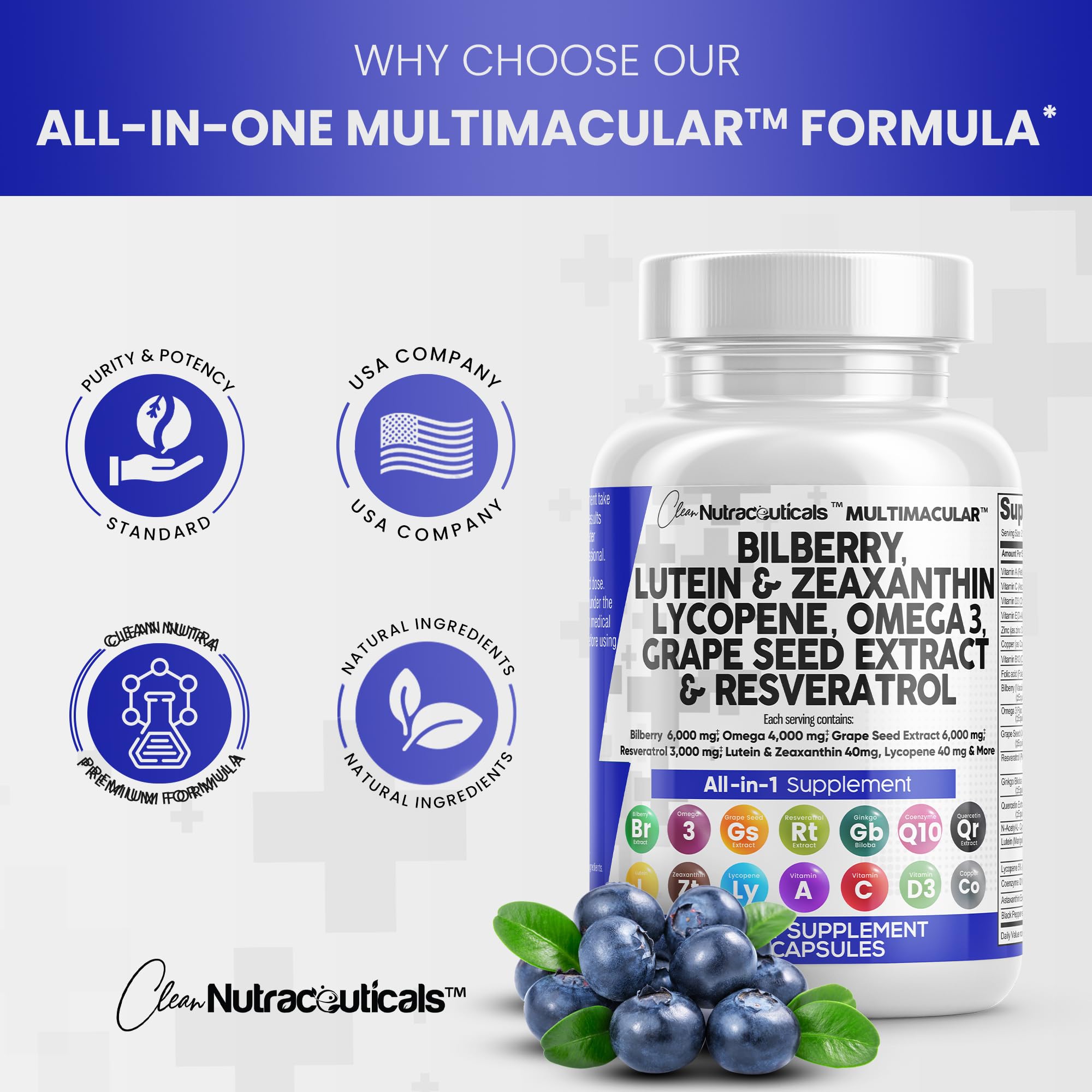 Eye Health Vitamins with Bilberry 6000mg Lutein & Zeaxanthin 40mg Lyco Clean Nutraceuticals Au supplements