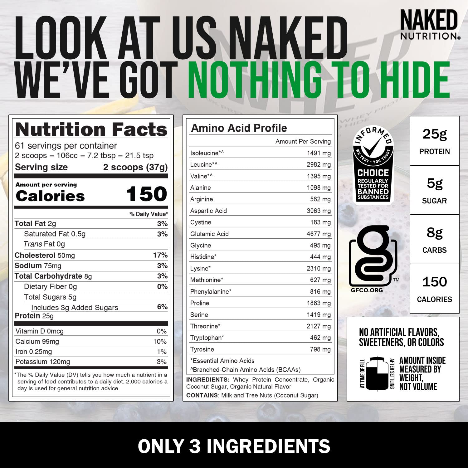 NAKED Nutrition Whey Vanilla Protein - All Natural Grass Fed Whey Protein Powder NAKED Au supplements