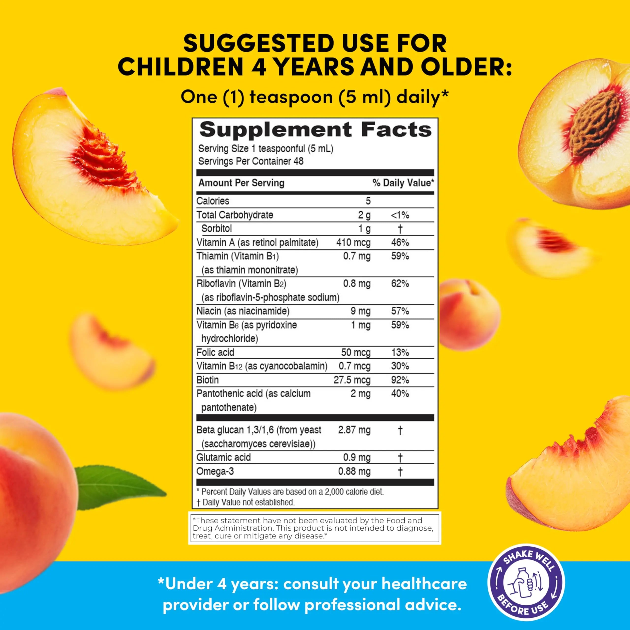 GirafKids Liquid Multivitamin for Kids Ages 4+, 8oz - Daily Child Vitamins with Biotin, Vitamin A, B Complex, Folic Acid, Omega-3 & Beta Glucan PHARMADEL Au supplements
