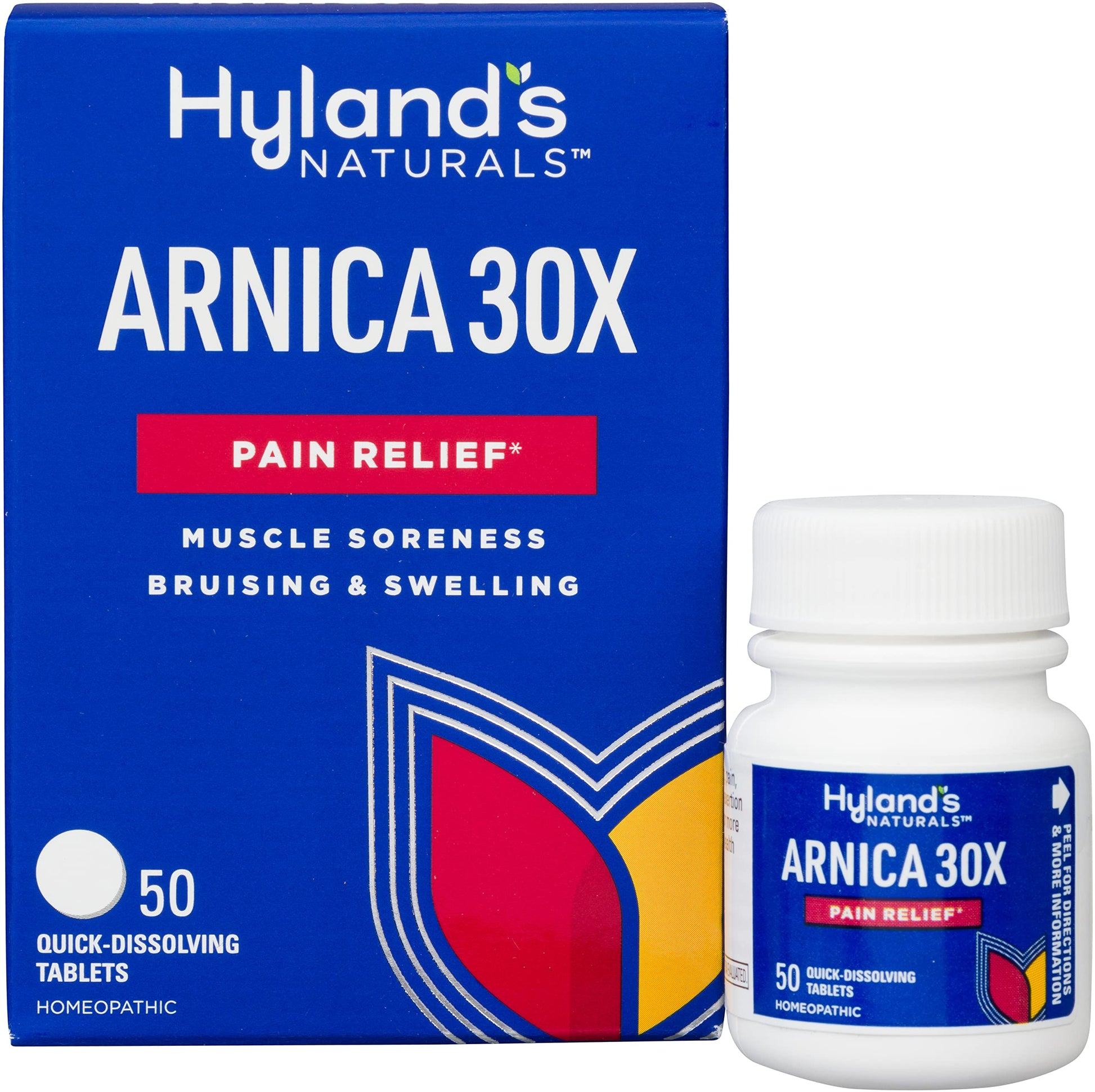 Hyland's Arnica Montana 30x Tablets, Natural Relief of Bruises, Swelling and Muscle Soreness, Quick Dissolving Tablets (Pack of 1, 50 Count Total) Hyland's Au supplements
