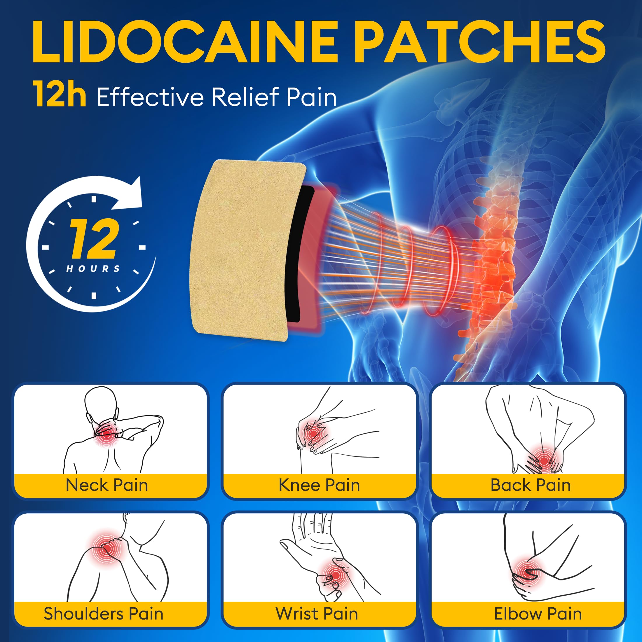 SZLGANG 4% Lidocaine Pain Relief Patches - (Large, 30, Count) Maximum Strength Relief for Back, Neck, Shoulder, Joint & Muscle Pain, 3.9”x 5.5”-03CCD SZLGANG Au supplements