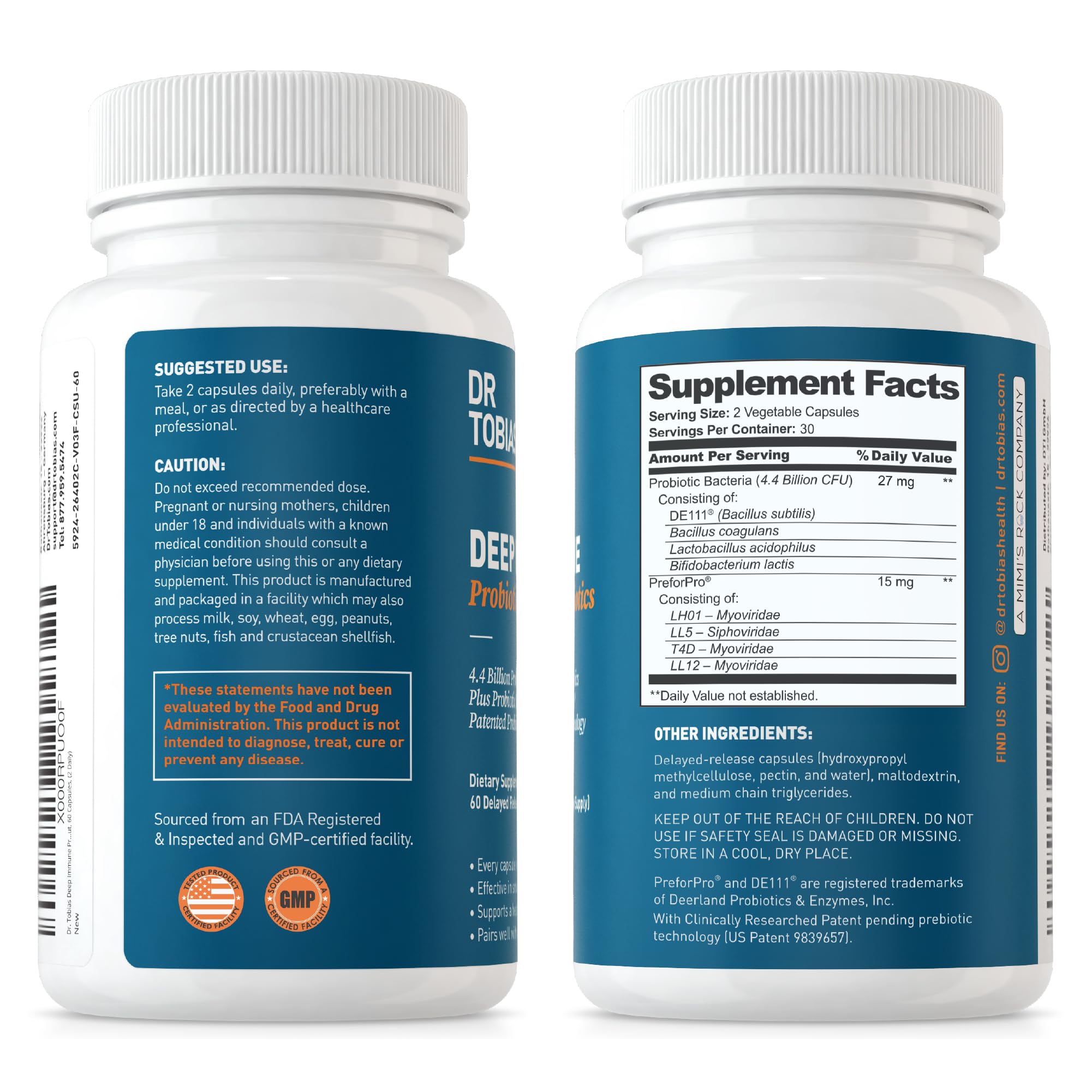 Dr. Tobias Deep Immune Probiotics & Prebiotics, 4.4 Billion CFU Probiotics for Women Dr. Tobias Au supplements