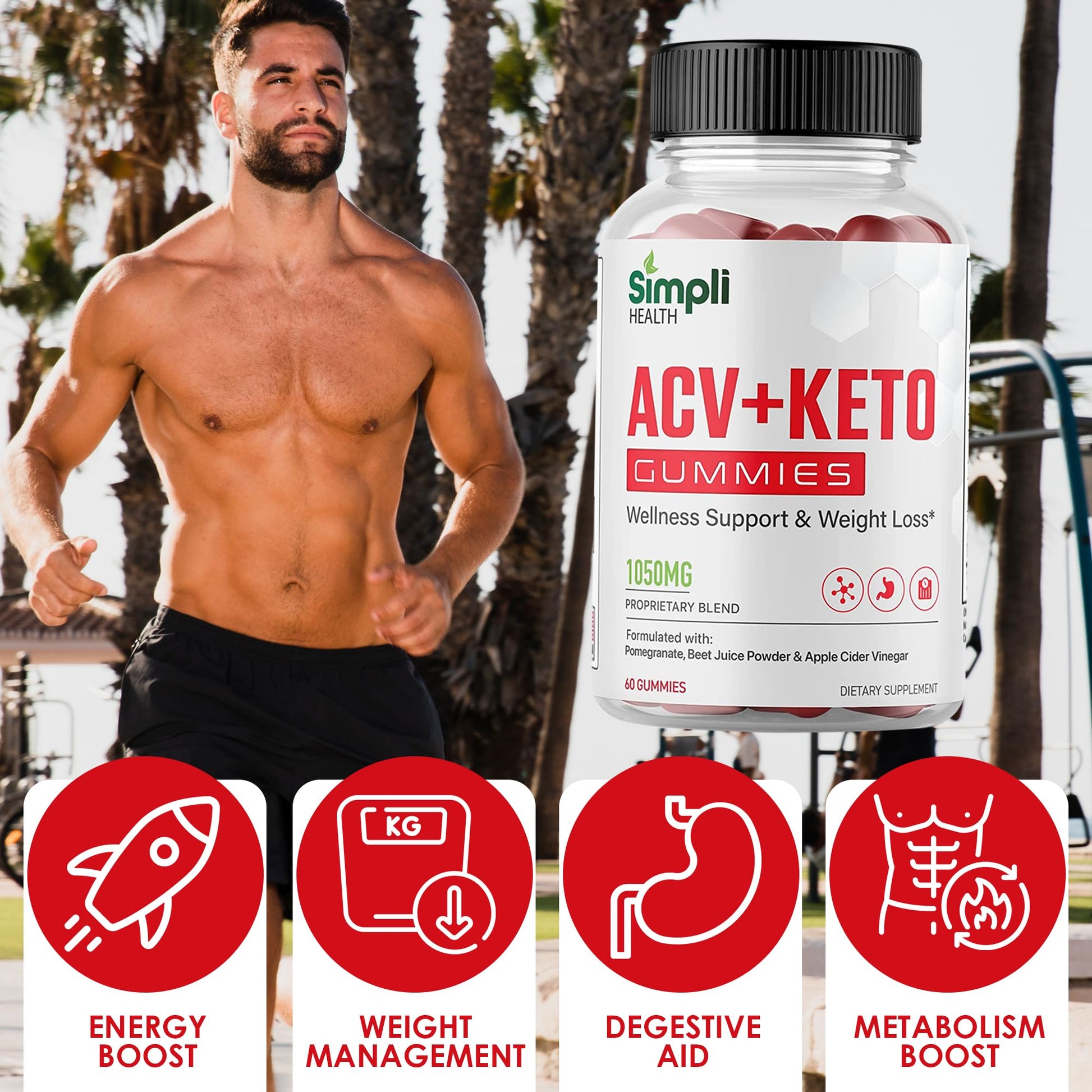 Nutrocell Simpli Health ACV Ketos Gummies Keto Apple Cider Vinegar 1050mg, Simplihealth Nutrocell Au supplements