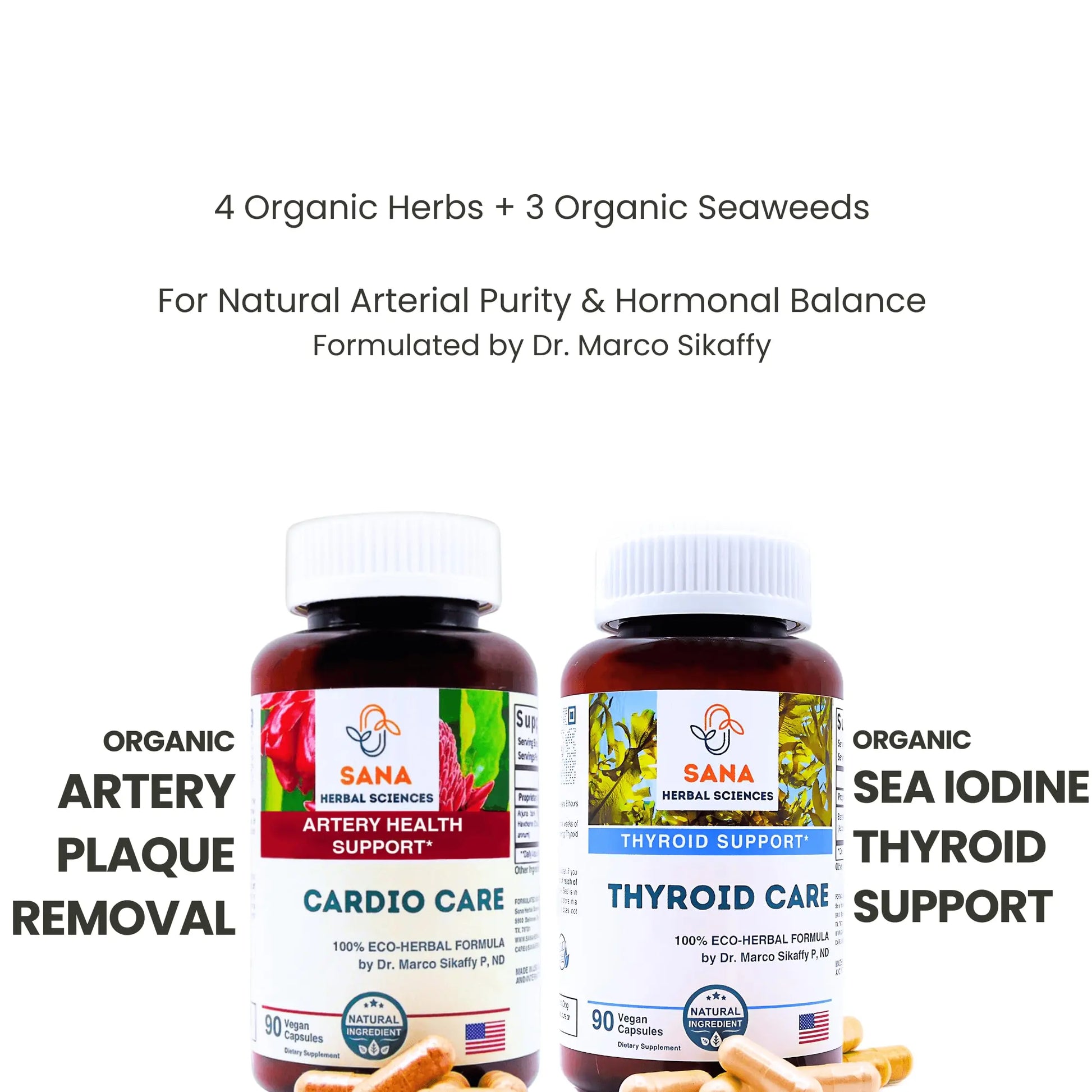 Sana Herbal Sciences Artery Plaque Removal & Sea Iodine Thyroid Support Organic Blends Sana Herbal Sciences Au supplements