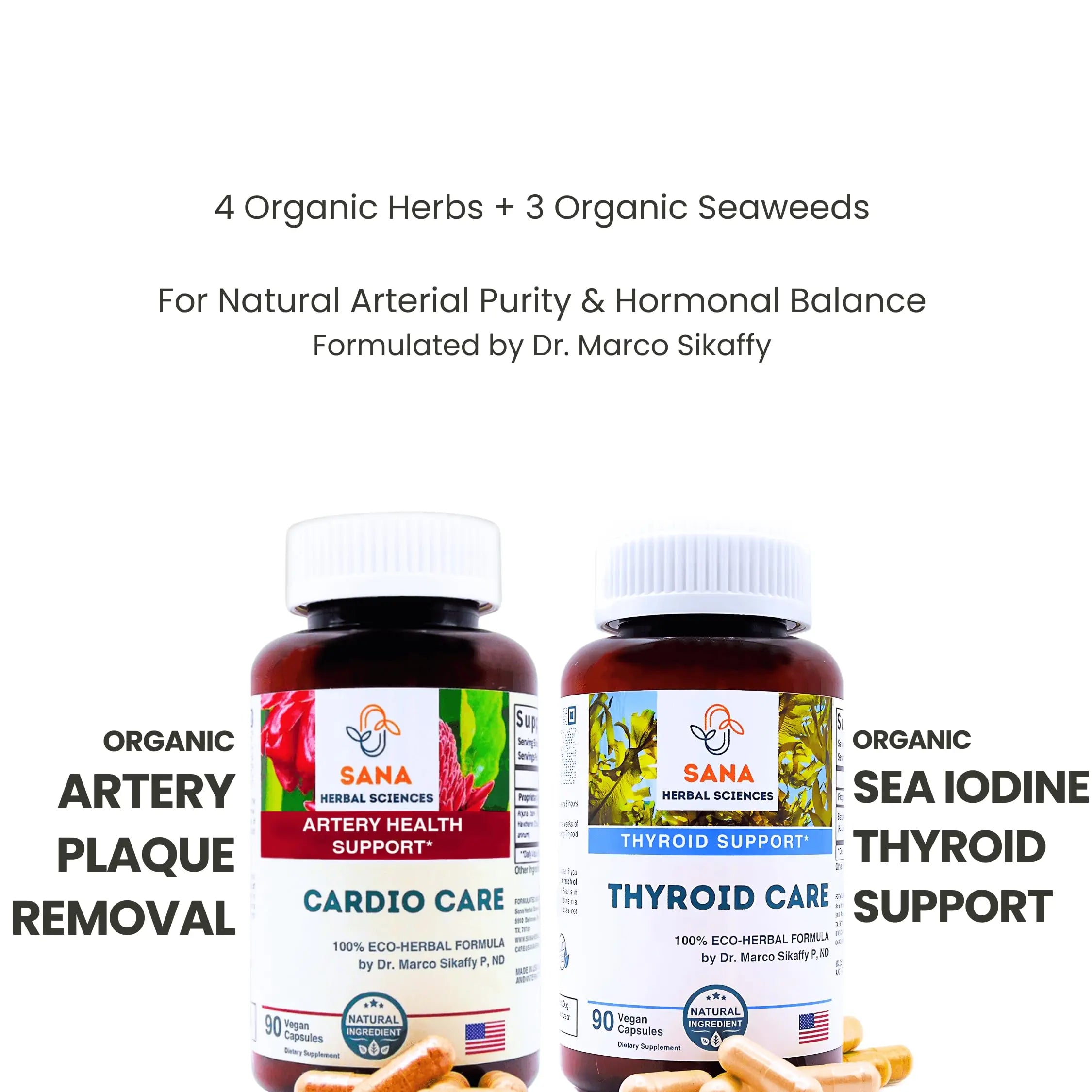 Sana Herbal Sciences Artery Plaque Removal & Sea Iodine Thyroid Support Organic Blends Sana Herbal Sciences Au supplements