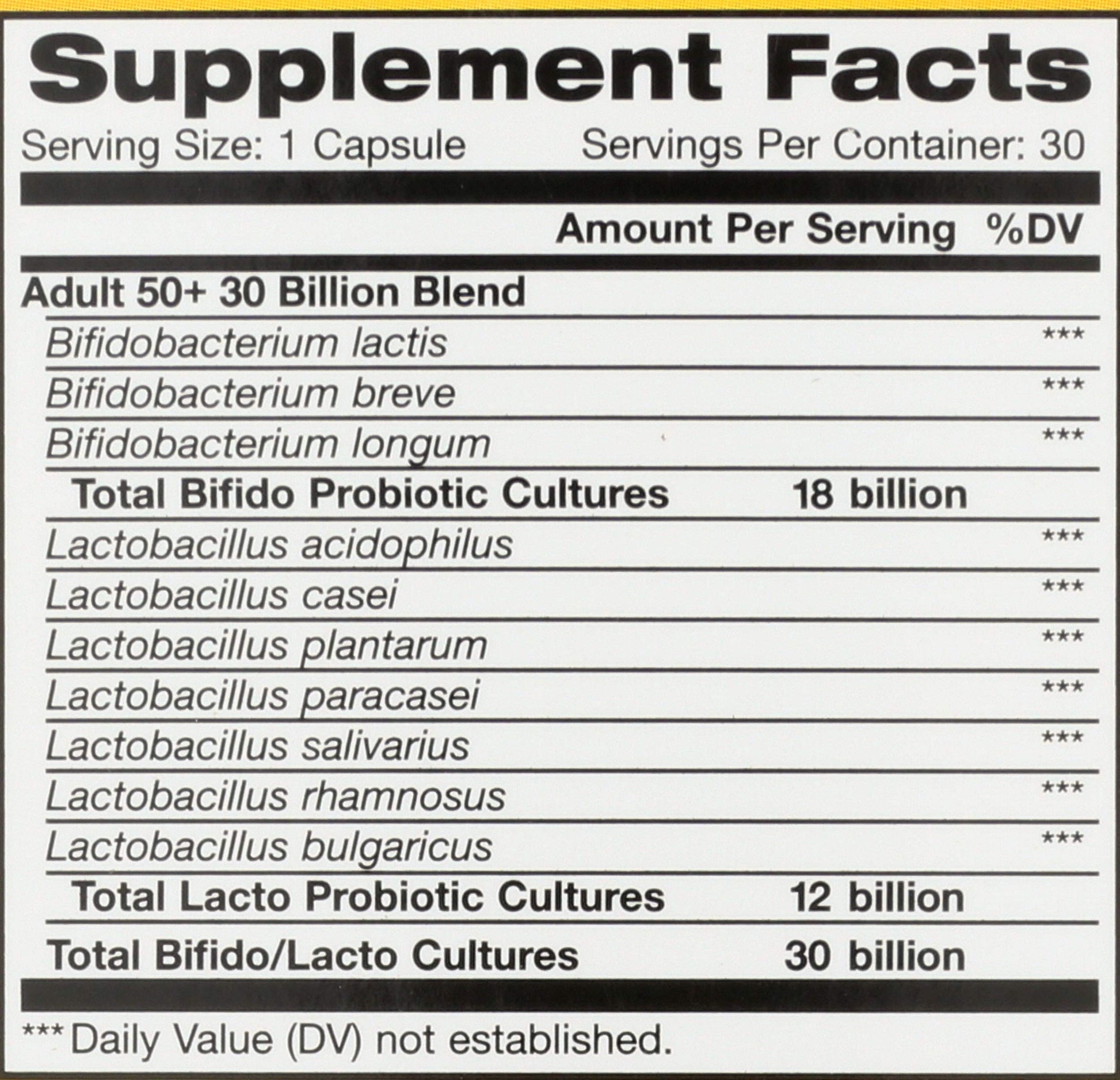 Renew Life Probiotic Adult 50 Plus Probiotic Capsules, Daily Supplement Supports Urinary, Digestive and Immune Health, L. Rhamnosus GG, Dairy, Soy and gluten-free, 30 Billion CFU, 30 Count Renew Life Au supplements