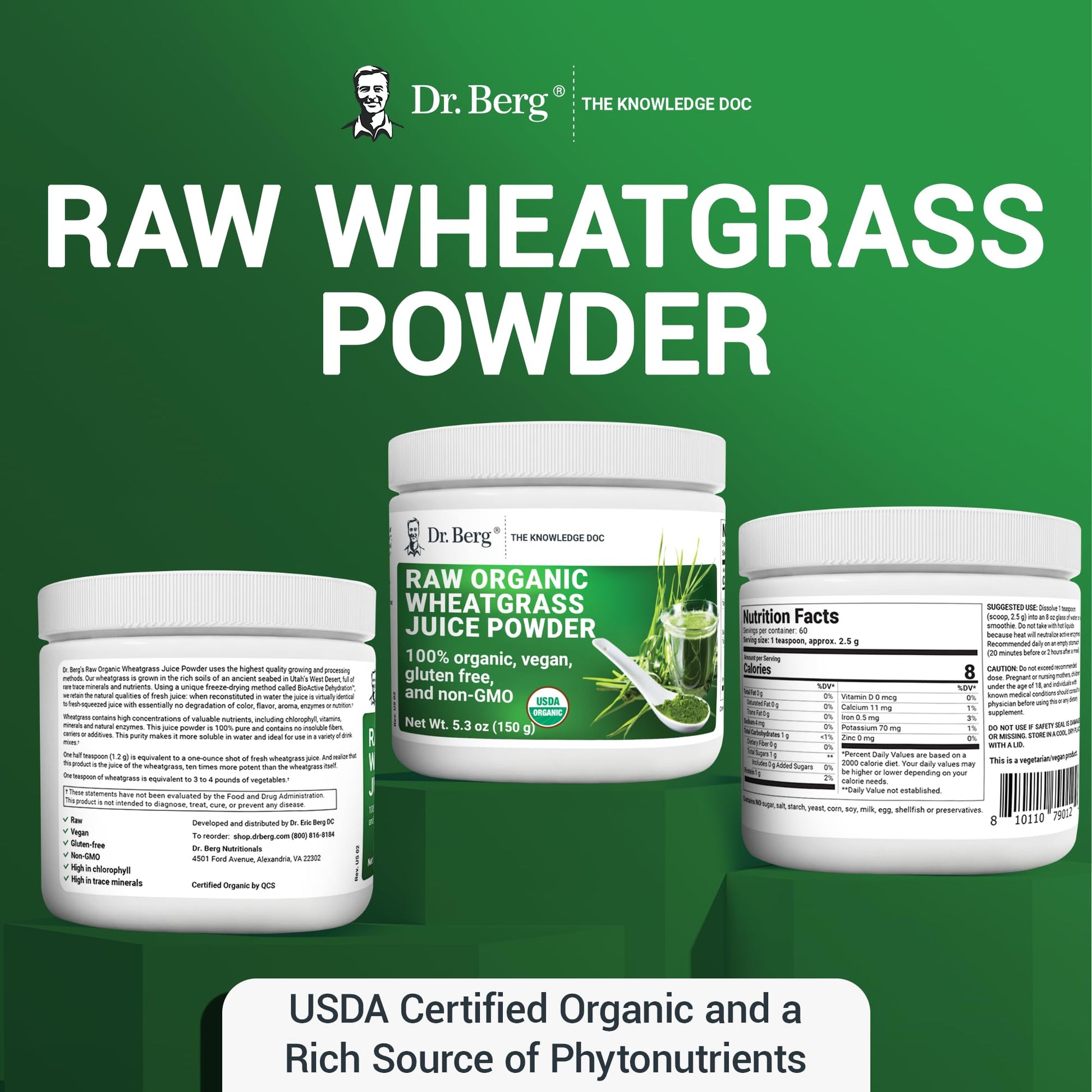 Dr. Berg's Wheatgrass Superfood Powder - Raw Juice Organic Ultra-Concentrated Rich Dr. Berg Nutritionals Au supplements