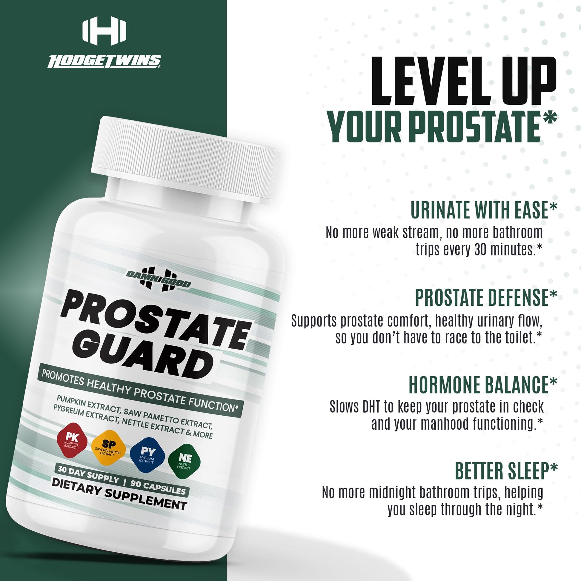 DAMN GOOD The Hodge Twins Prostate Guard - 90 Capsules Guard Vitality Complex – Comfort Blend for Nighttime Routine, Restful Rhythm - Men's Supplements for Health Supports Relaxation DAMN GOOD Au supplements