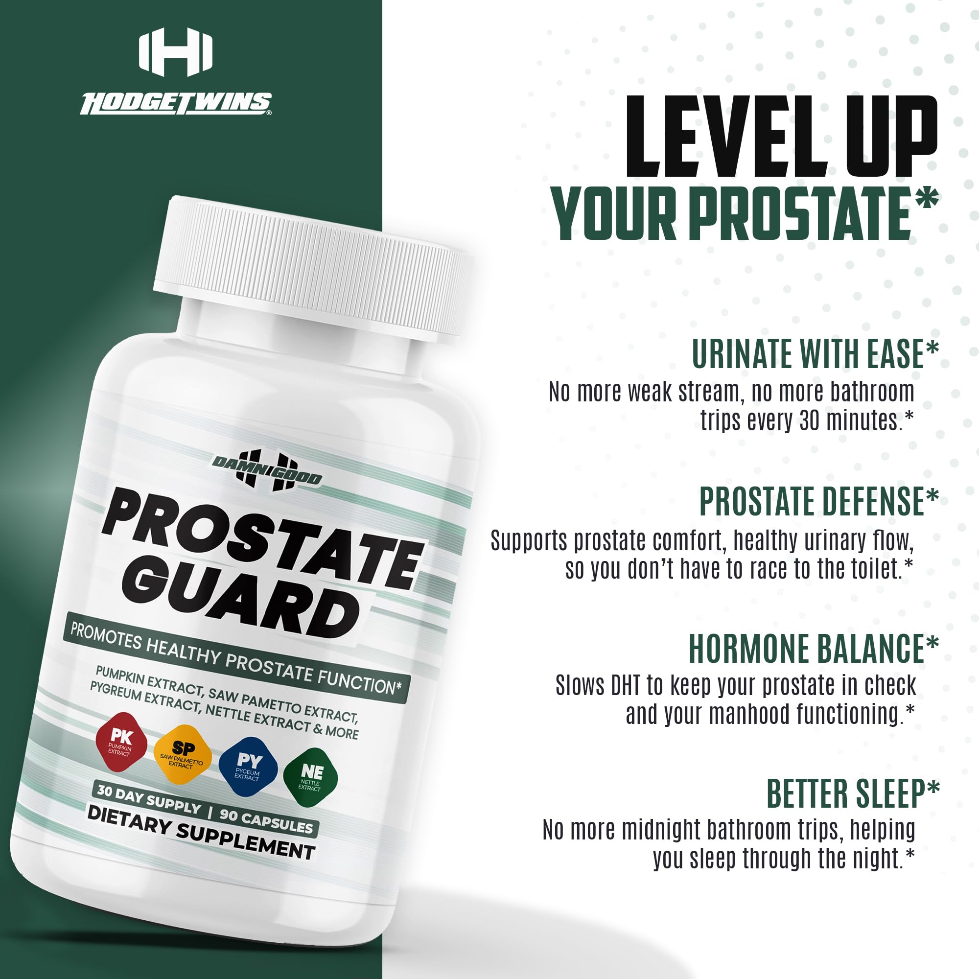 DAMN GOOD The Hodge Twins Prostate Guard - 90 Capsules Guard Vitality Complex – Comfort Blend for Nighttime Routine, Restful Rhythm - Men's Supplements for Health Supports Relaxation DAMN GOOD Au supplements