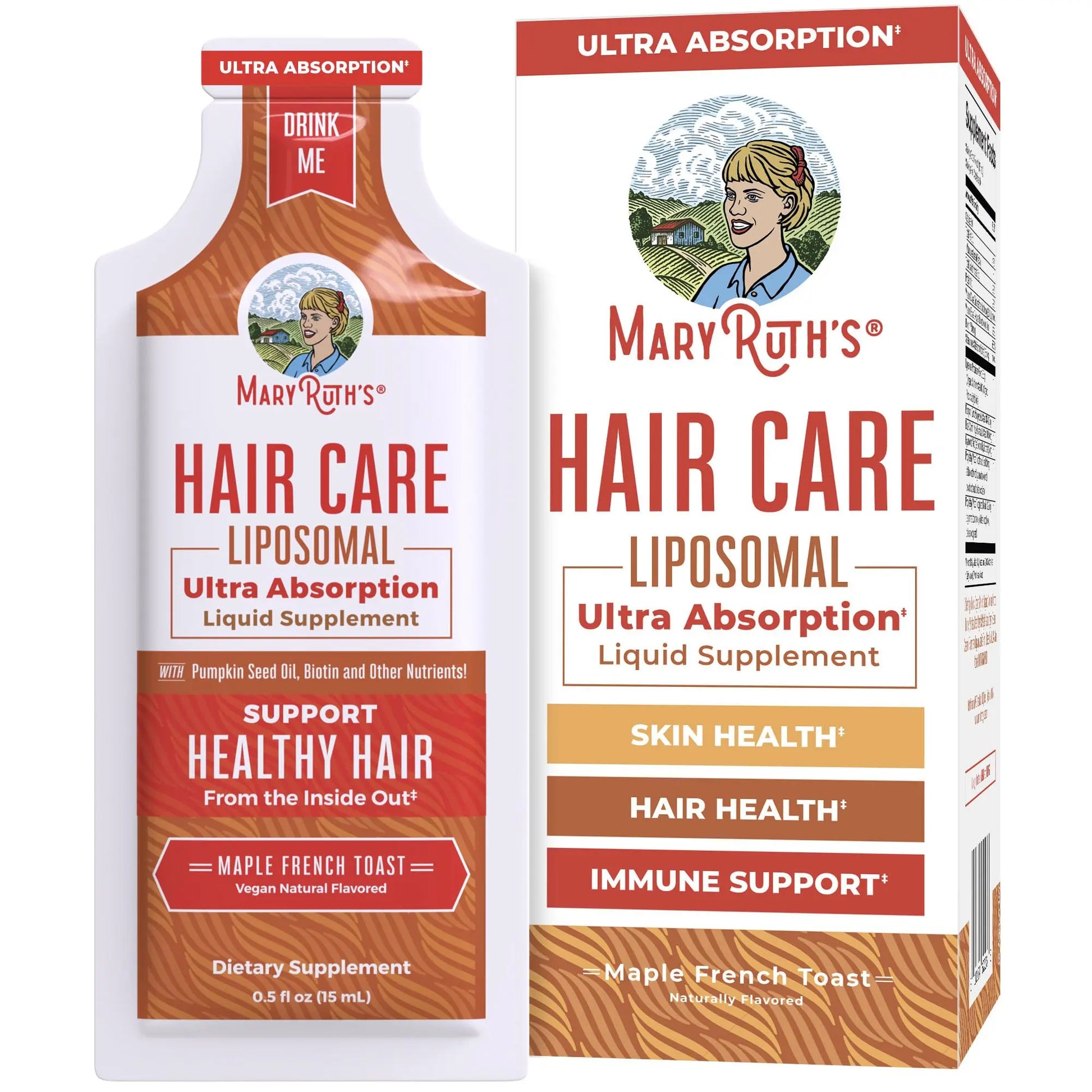 MaryRuth Organics Hair Growth Vitamins, Sugar & Gluten Free, Liquid Hair Vitamins with Vitamin D3, Vitamin E Biotin Hyaluronic Acid, Selenium for Hair & Skin Care Vegan, Non-GMO, 14-0.5 Fl Oz Pouches MARYRUTH'S Au supplements