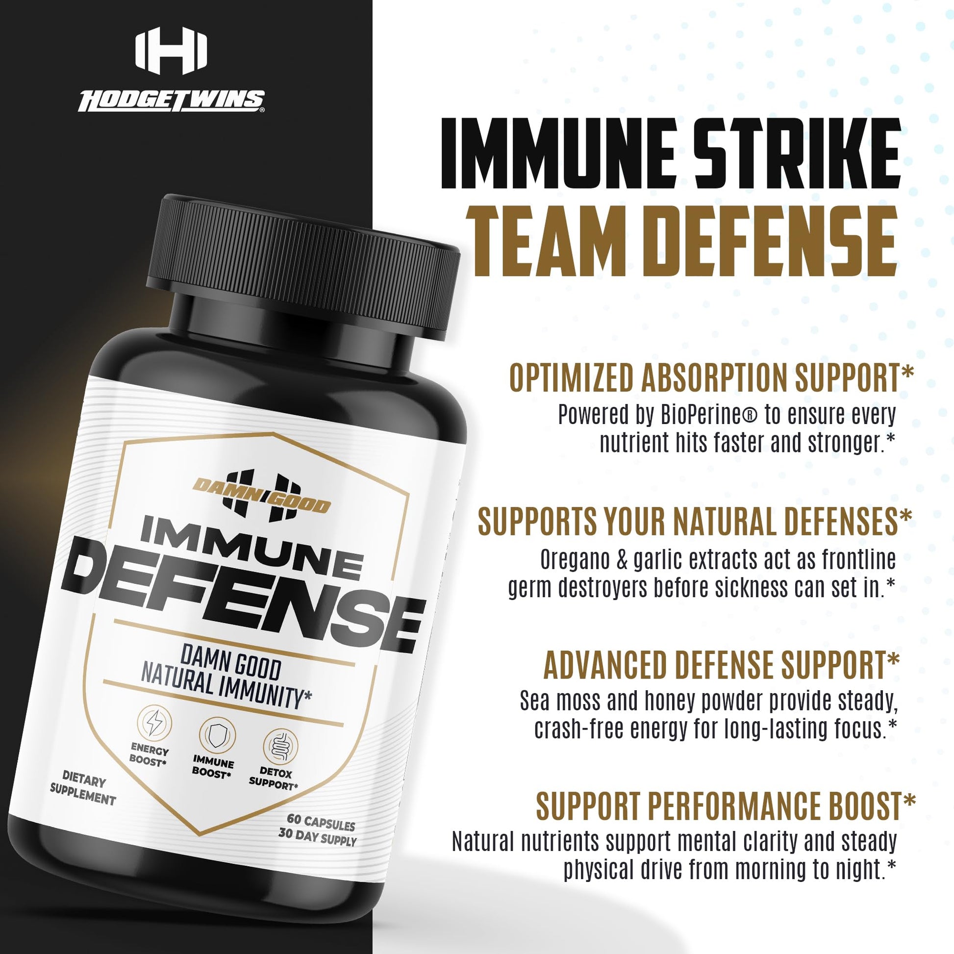 DAMN GOOD The Hodge Twins Immune Defense Supplement (60 Capsules) – Sea Moss Blend Capsules for Everyday Balance, Digestive Support, and Whole-Body Wellness with Vitamins, Minerals, and Botanicals DAMN GOOD Au supplements