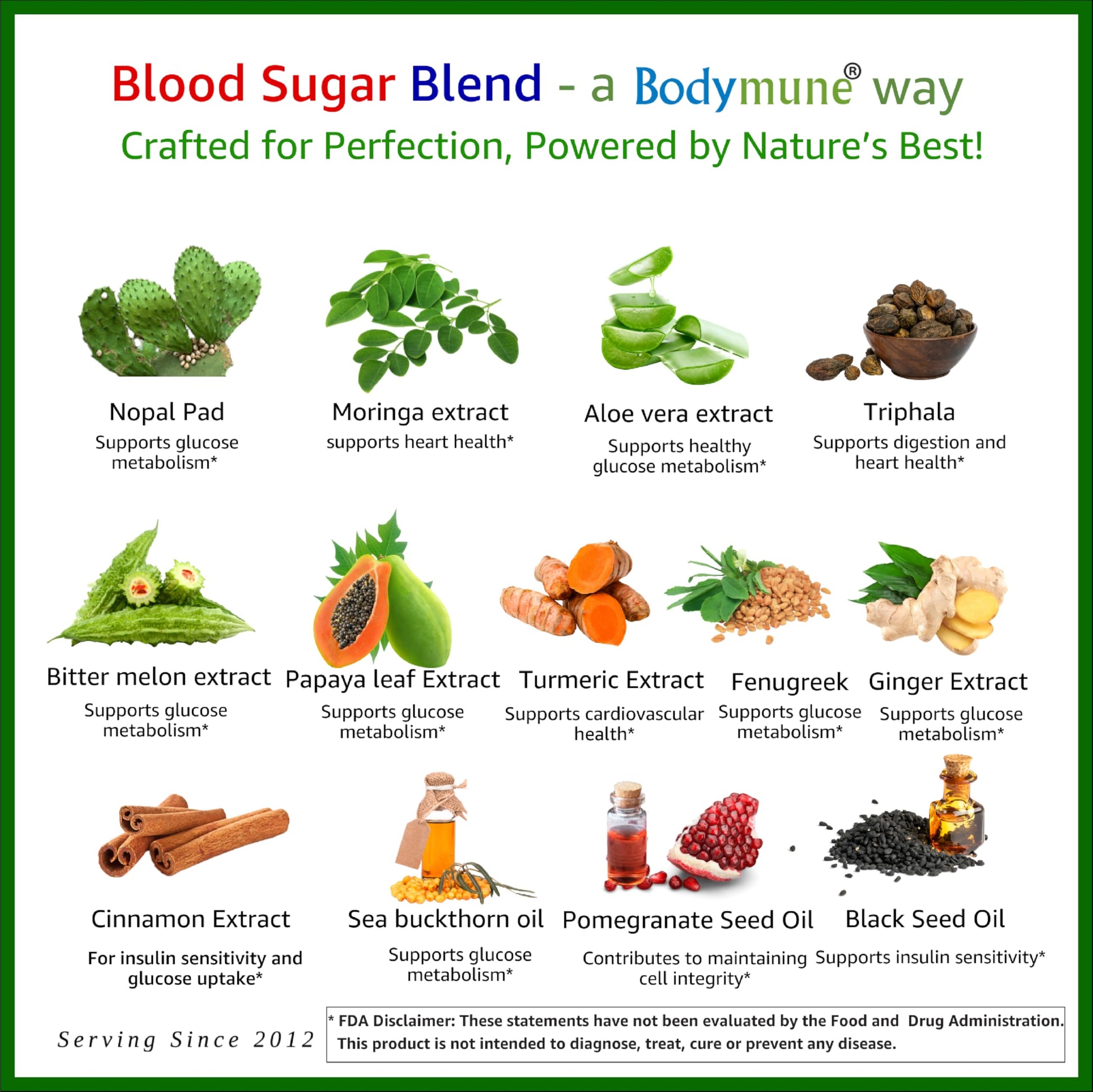 Bodymune USDA Organic Blood Sugar Blend | Supports Healthy Metabolism* | with Bitter Melon, Moringa, Aloe Vera, Nopal, Papaya Extracts & More | 60-Day Supply | Vegan & Non-GMO | USA-Made Bodymune Au supplements