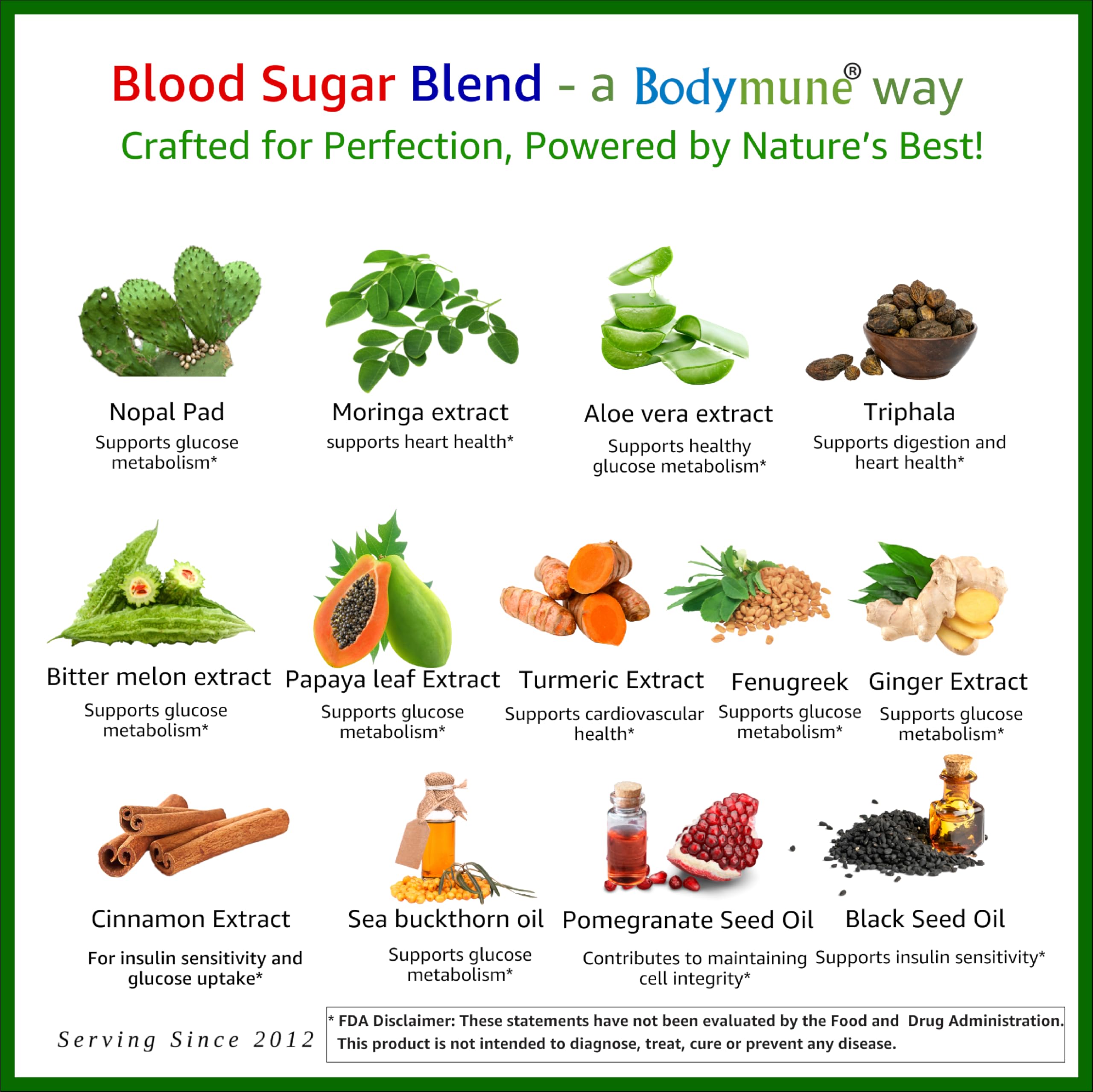 Bodymune USDA Organic Blood Sugar Blend | Supports Healthy Metabolism* | with Bitter Melon, Moringa, Aloe Vera, Nopal, Papaya Extracts & More | 60-Day Supply | Vegan & Non-GMO | USA-Made Bodymune Au supplements