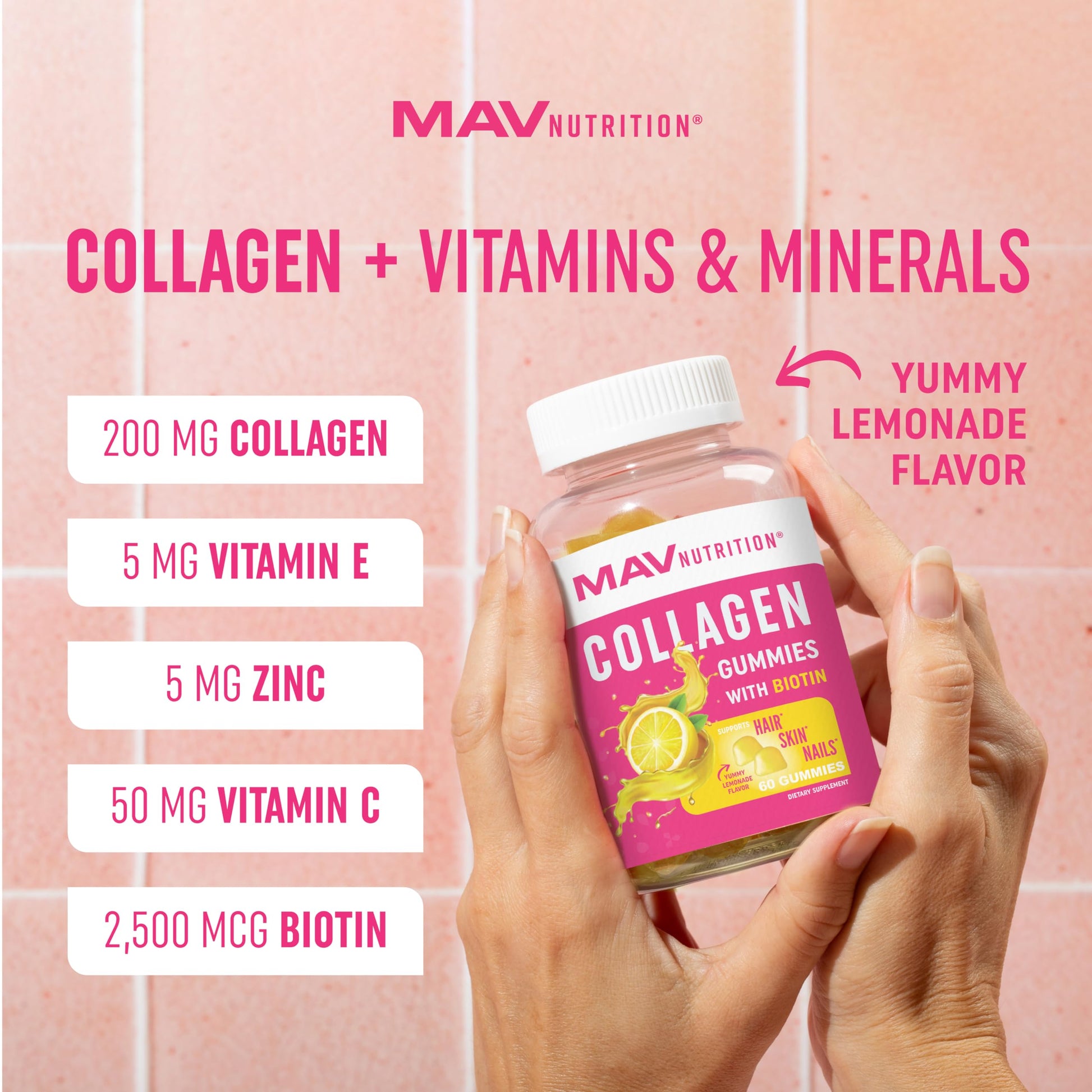 Collagen Gummies for Women | 200mg Hydrolyzed Collagen + 2500mcg Biotin, with Vitamin C, E & Zinc MAV NUTRITION Au supplements