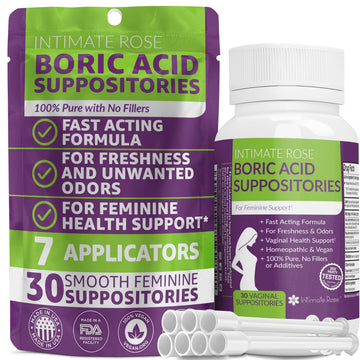 Intimate Rose Boric Acid Suppositories - Manages Odor - Promote pH Balance for Women Vaginal Intimate Rose Au supplements