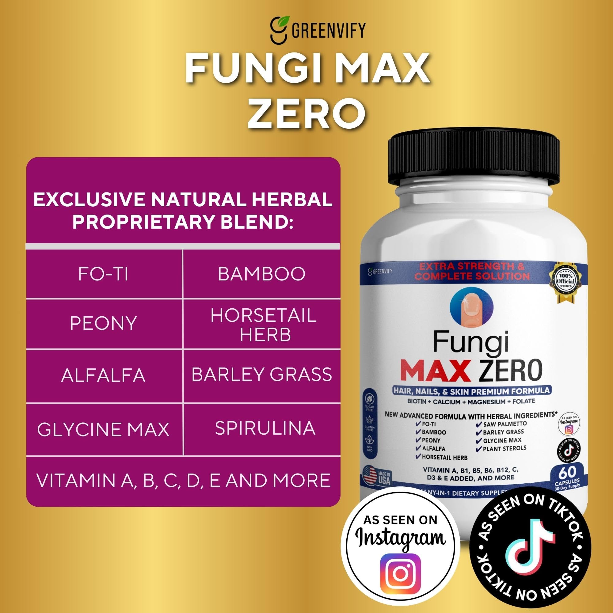 GREENVIFY Fungi Max Zero Hair, Nails & Skin Supplement. (1) GREENVIFY Au supplements