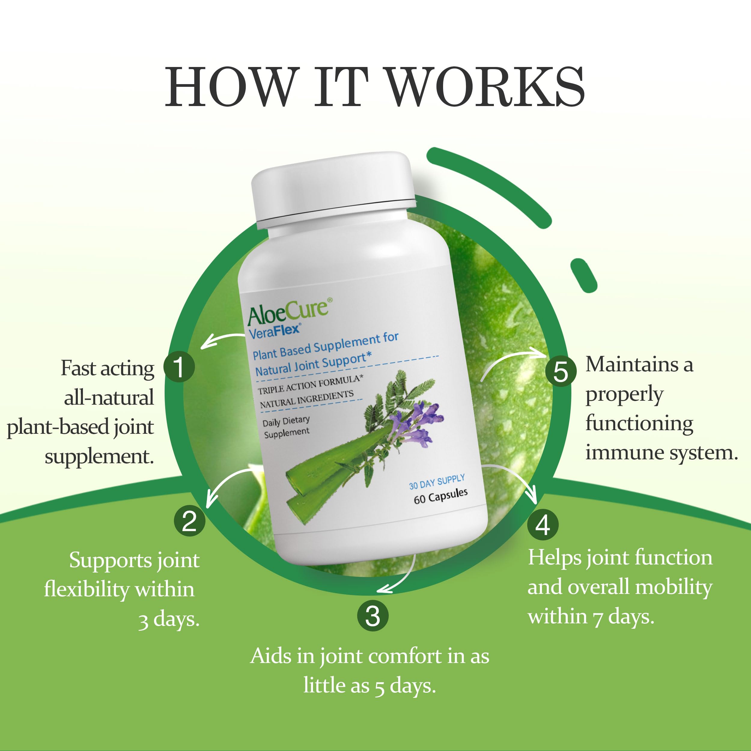 AloeCure VeraFlex Natural Joint Health, 60 Capsules, Clinically Tested Natural Plant-Based Formula to Support Comfort, Mobility and Flexibility - Featuring Organic Aloe Vera, 3-Pack AloeCure Au supplements