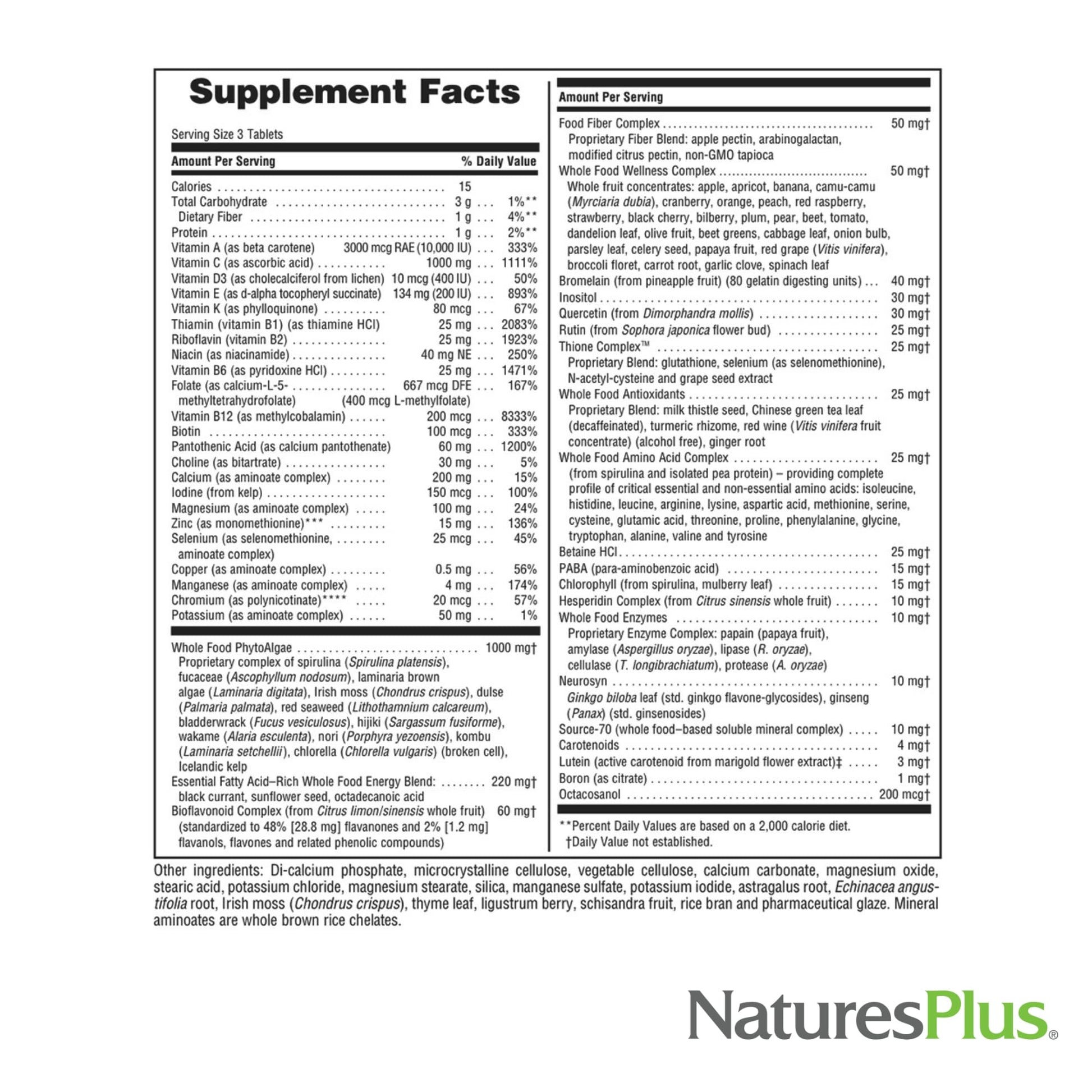 NaturesPlus Ultra Source of Life No-Iron Multivitamin - 180 Tablets - Supports Immune Health, Energy & Overall Well-Being - with Lutein & Vitamin D3 - Vegetarian & Gluten Free - 60 Servings NaturesPlus Au supplements