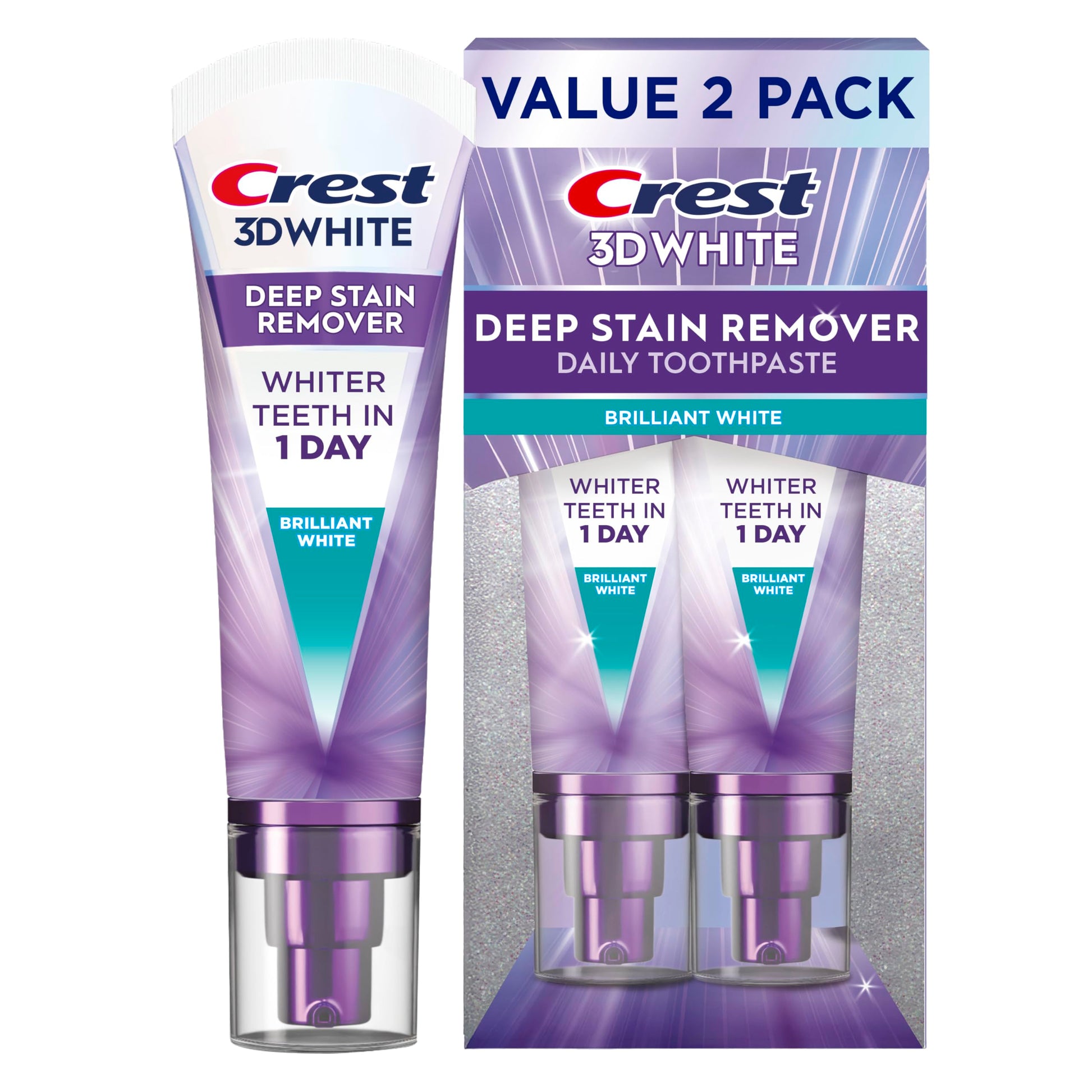 Crest 3DWhite Brilliance Deep Stain Remover Brilliant White Toothpaste - 3.1oz/2pk Crest Au supplements