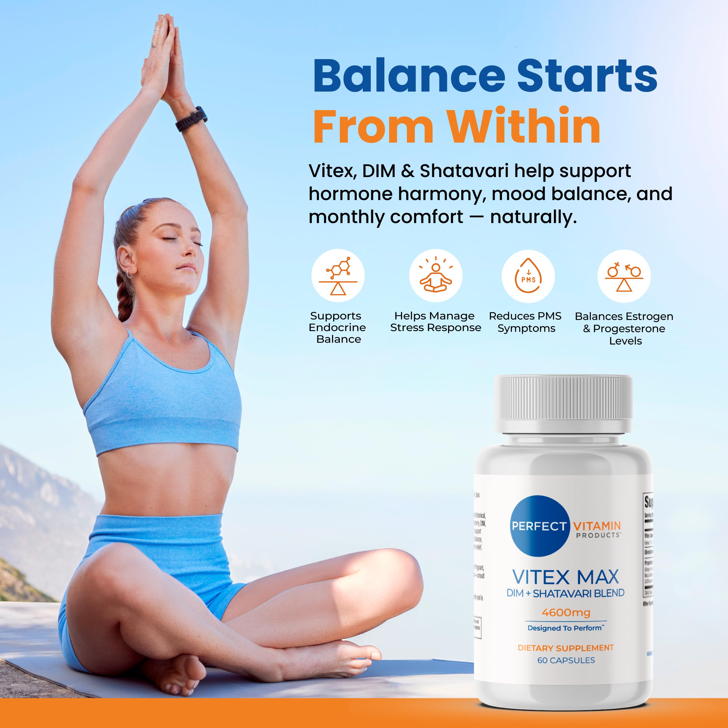 Perfect Vitamin Products Vitex Max DIM + Shatavari – Hormone Balance & Menopause Support for Women – Vegan Blend with Adaptogens for Mood, Cycle & Stress Relief – 4600mg (3-Pack) Perfect Vitamin Products Au supplements