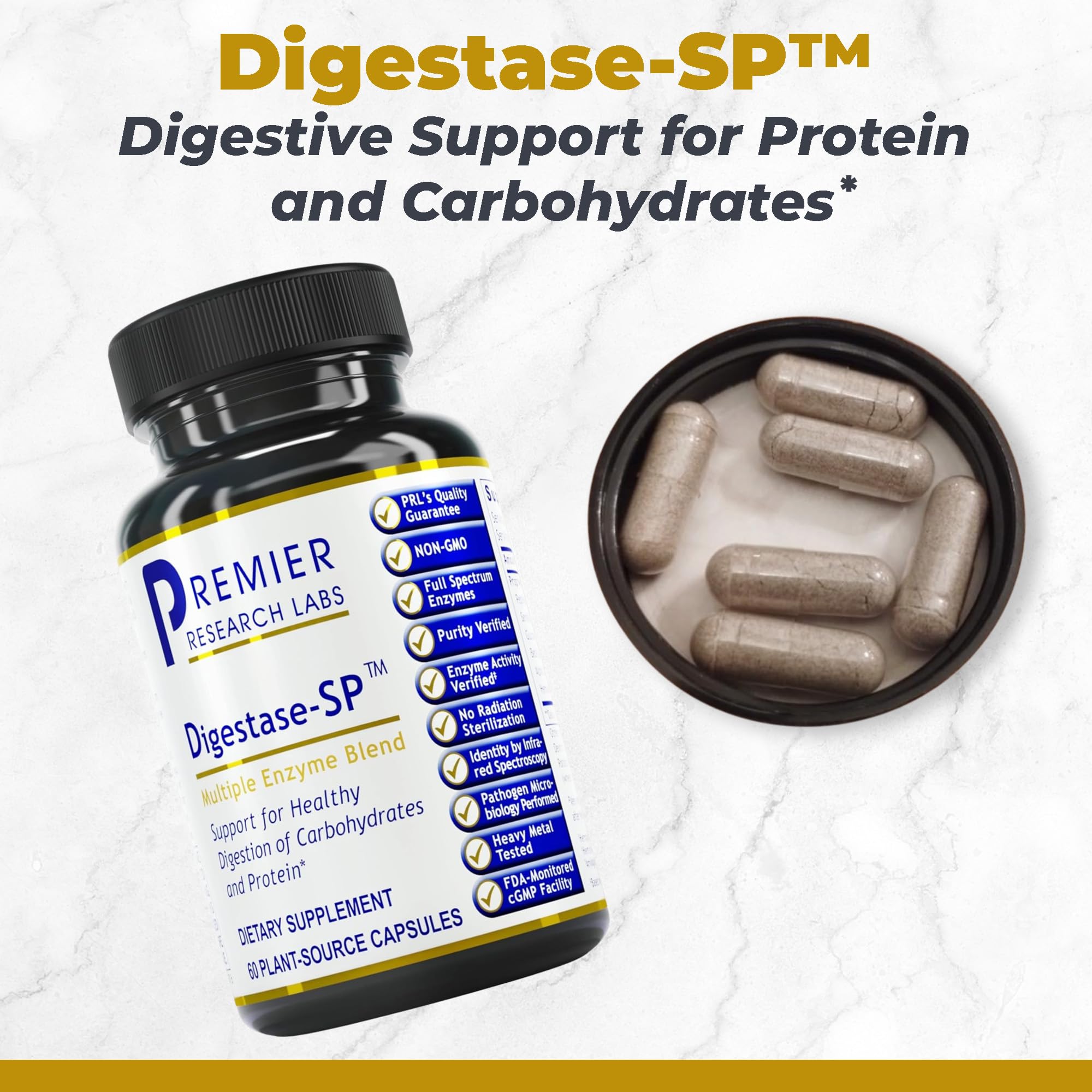 Premier Research Labs Digestase-SP - Enzymes for Digestion, Fermented Digestive Enzymes for Women & Men, Gut Health Support Pills with Peptidase, Hemicellulase - 60 Vegetarian Capsules Premier Research Labs Au supplements