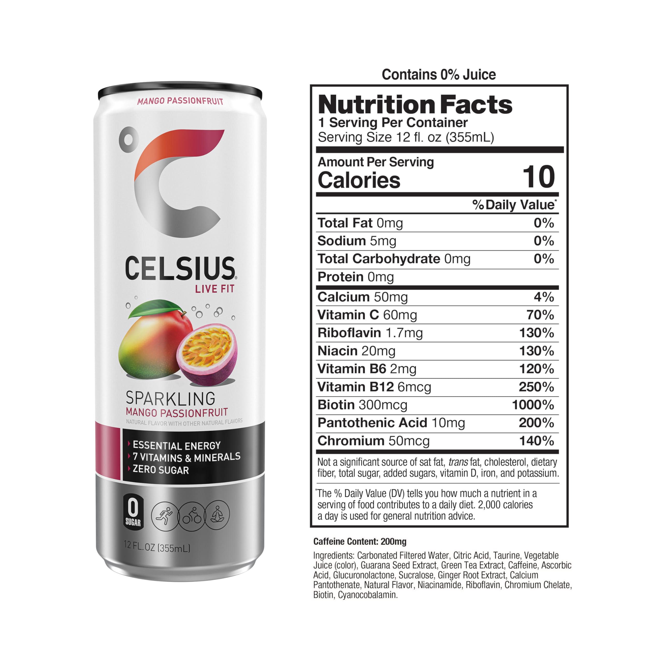 CELSIUS Sparkling Mango Passionfruit, Functional Essential Energy Drink 12 Fl Oz CELSIUS Au supplements