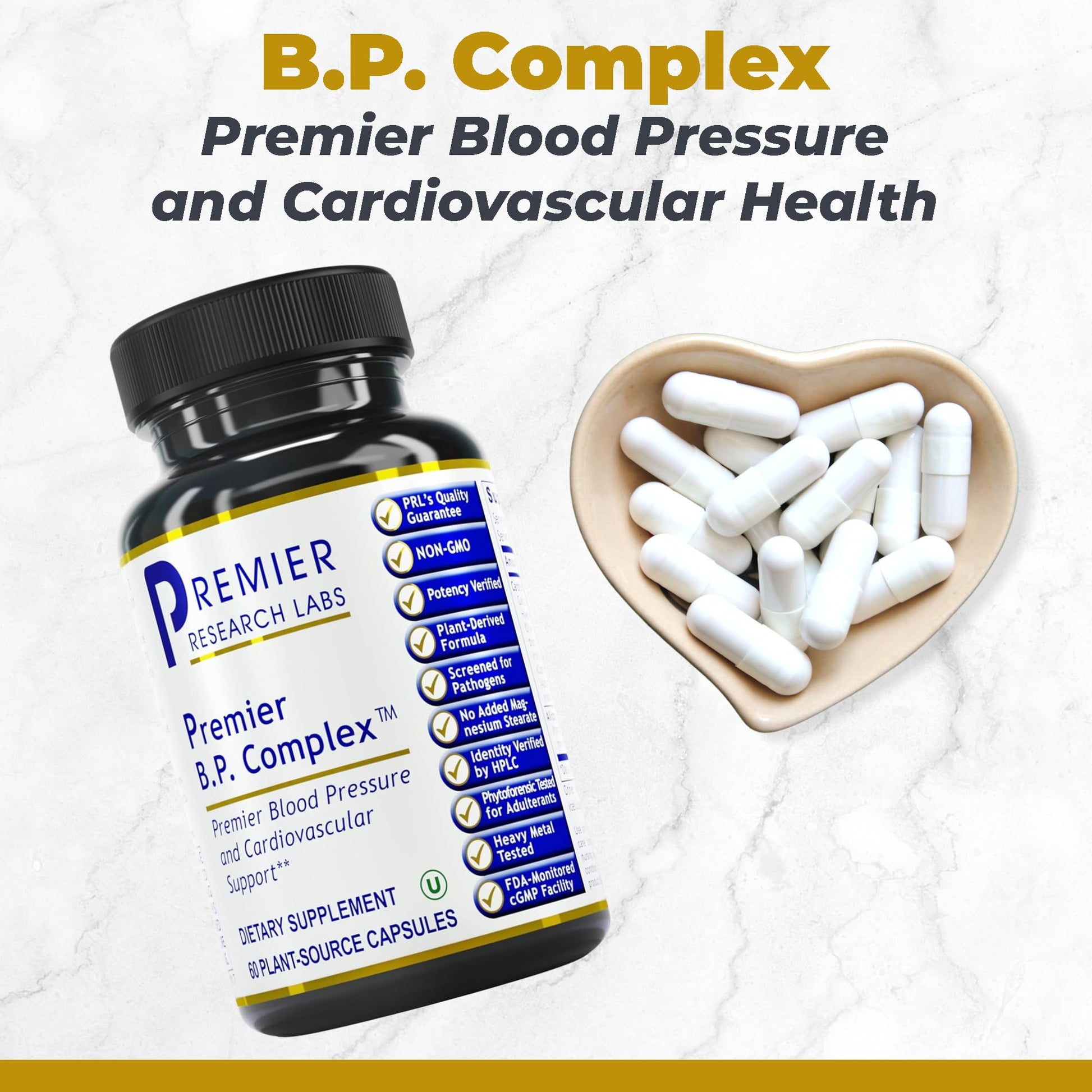 Premier Research Labs Premier BP Complex - Heart Health Supplements, BP Formula, Garlic Allicin Supplement, Natural Herbal BP Support Pills with Reishi & Cayenne Pepper - 60 Vegetarian Capsules Premier Research Labs Au supplements
