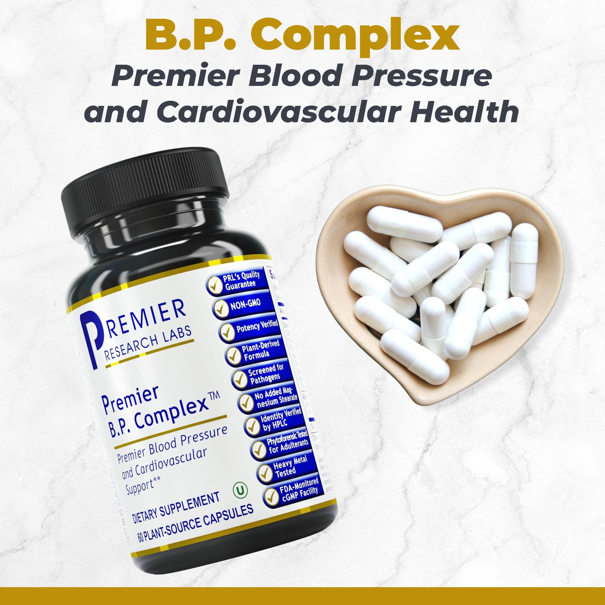 Premier Research Labs Premier BP Complex - Heart Health Supplements, BP Formula, Garlic Allicin Supplement, Natural Herbal BP Support Pills with Reishi & Cayenne Pepper - 60 Vegetarian Capsules Premier Research Labs Au supplements