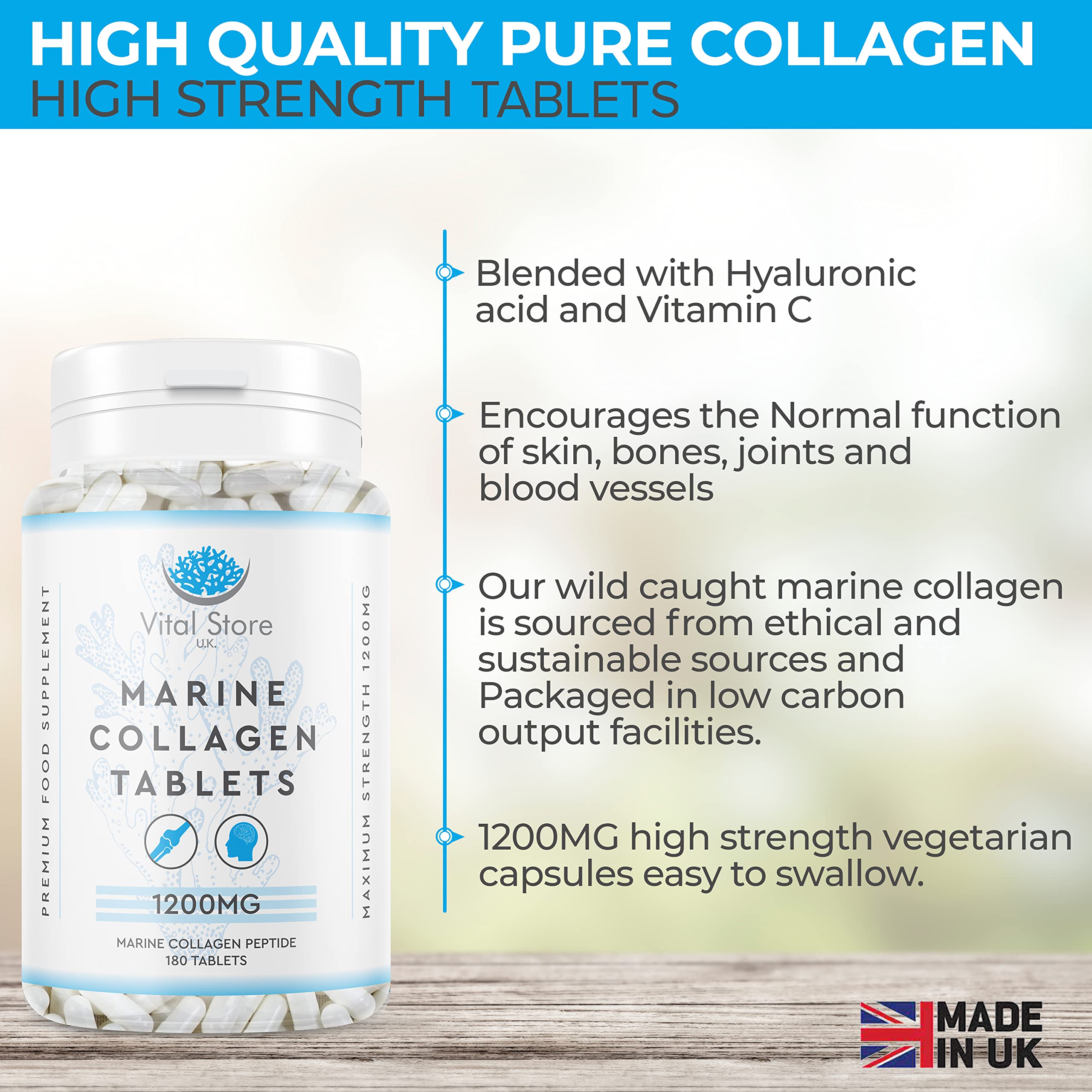 Marine Collagen Peptide Tablets 1200MG - 6 Month Supply - 180 High Strength Collagen Tablets My Store Au supplements