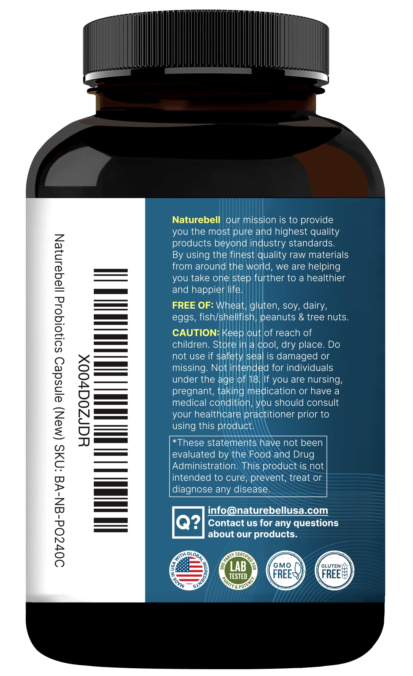 NatureBell Probiotic 200 Billion CFU – 40 Strains Per Serving | 240 Veggie Capsules with Prebiotics and Probiotics – Full Spectrum Complex with Enzymes – Daily Probiotics for Women & Men NatureBell Au supplements