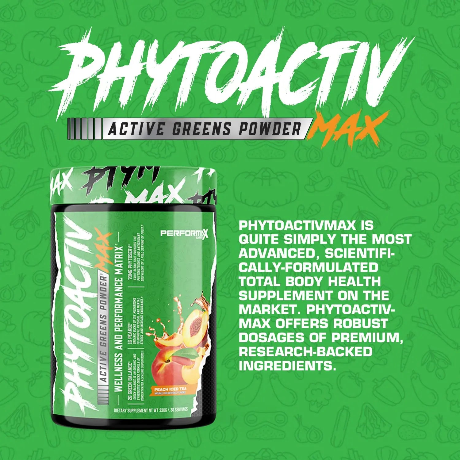 Performax Labs PhytoactivMax Active Greens Powder Wellness and Performance Matrix | Phytonutrients – Overall Health | 30 Servings (Strawberry Pineapple) Performax Labs Au supplements