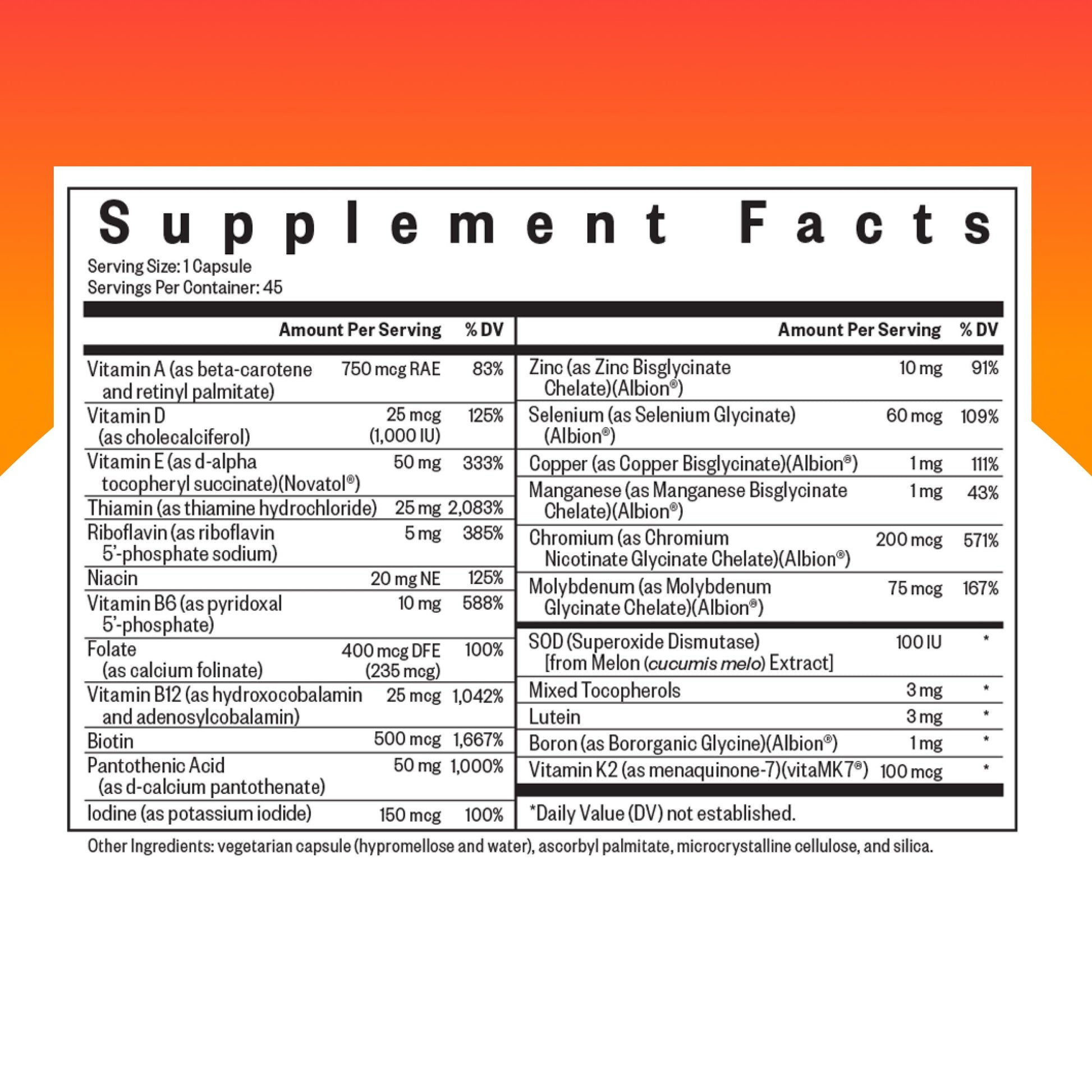 Seeking Health Multivitamin One MF - MTHFR Support Supplement with Calcium Folinate & Vitamin B12 - Easy-to-Digest - Methyl-Free Vegetarian Capsule - 45 Veggie Capsules Seeking Health Au supplements