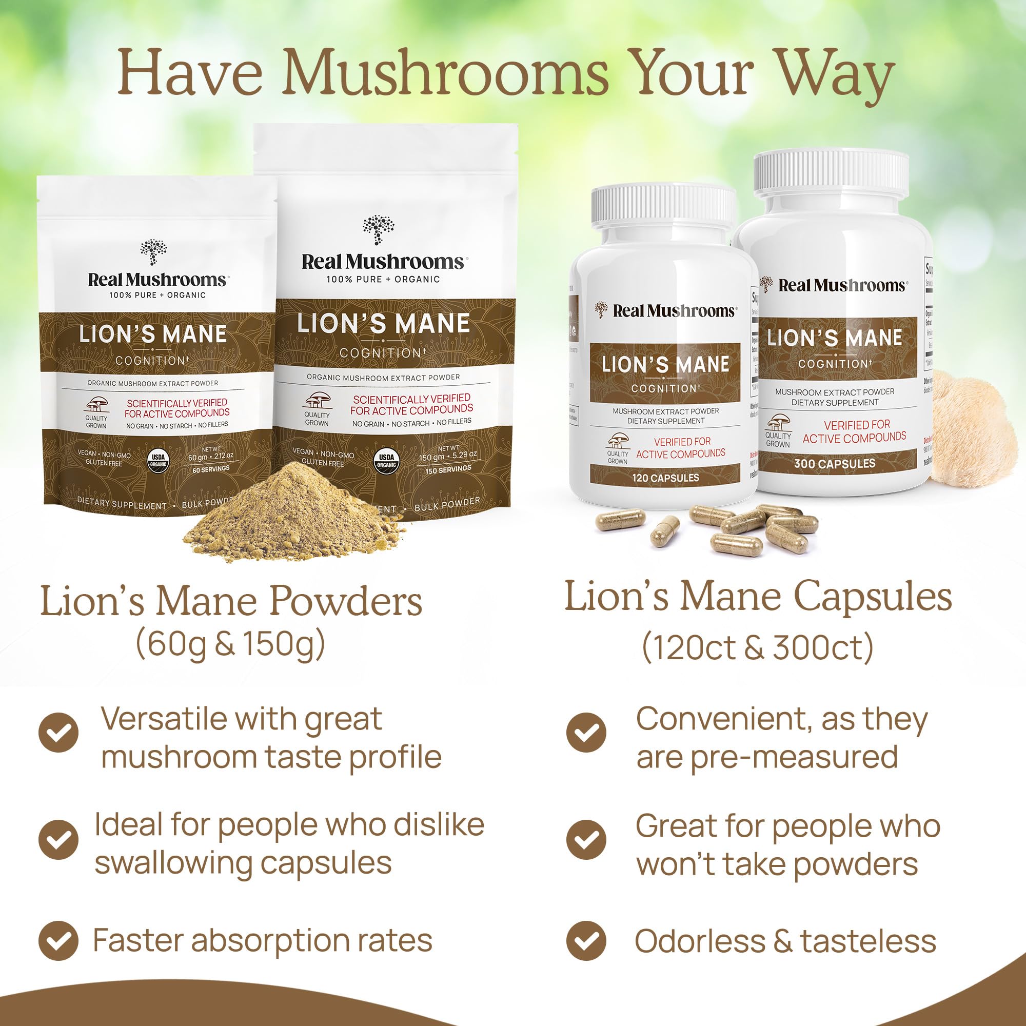 Real Mushrooms Lion’s Mane Powder - Organic Lions Mane Mushroom Extract Real Mushrooms Au supplements