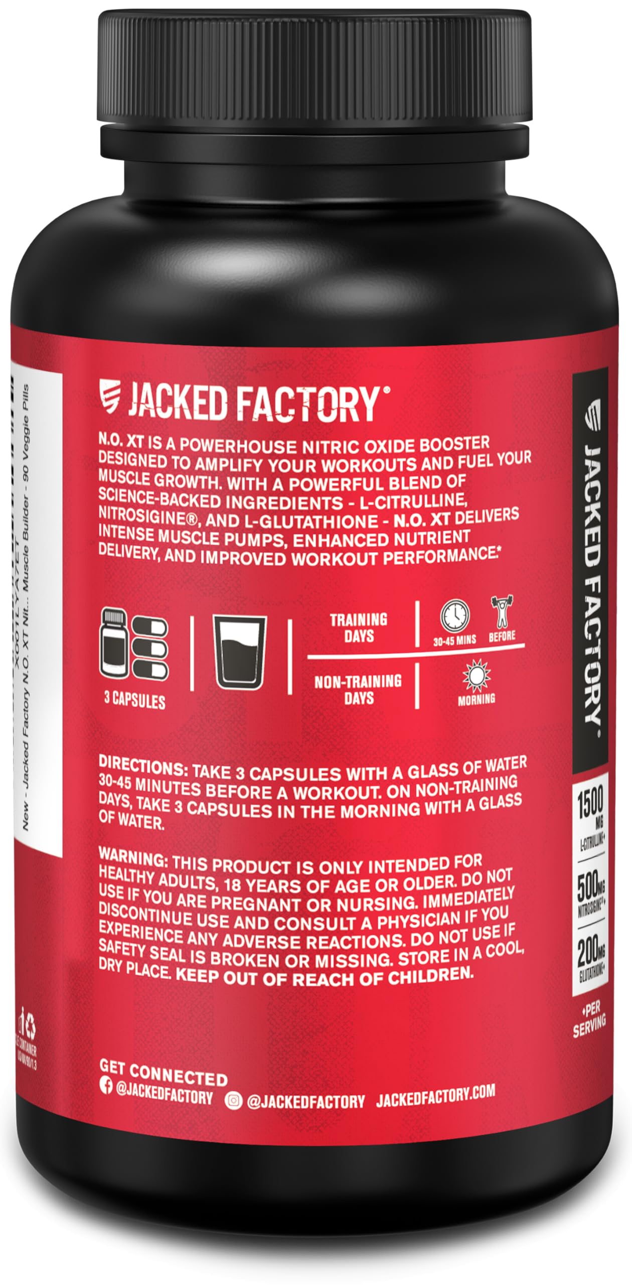 Jacked Factory N.O. XT Nitric Oxide Supplements for Men w/Nitrosigine L Arginine L Citrulline Supplement for Muscle Pumps & Vascularity - Pre Workout Nitric Oxide Booster & Muscle Builder - 90 Caps Jacked Factory Au supplements