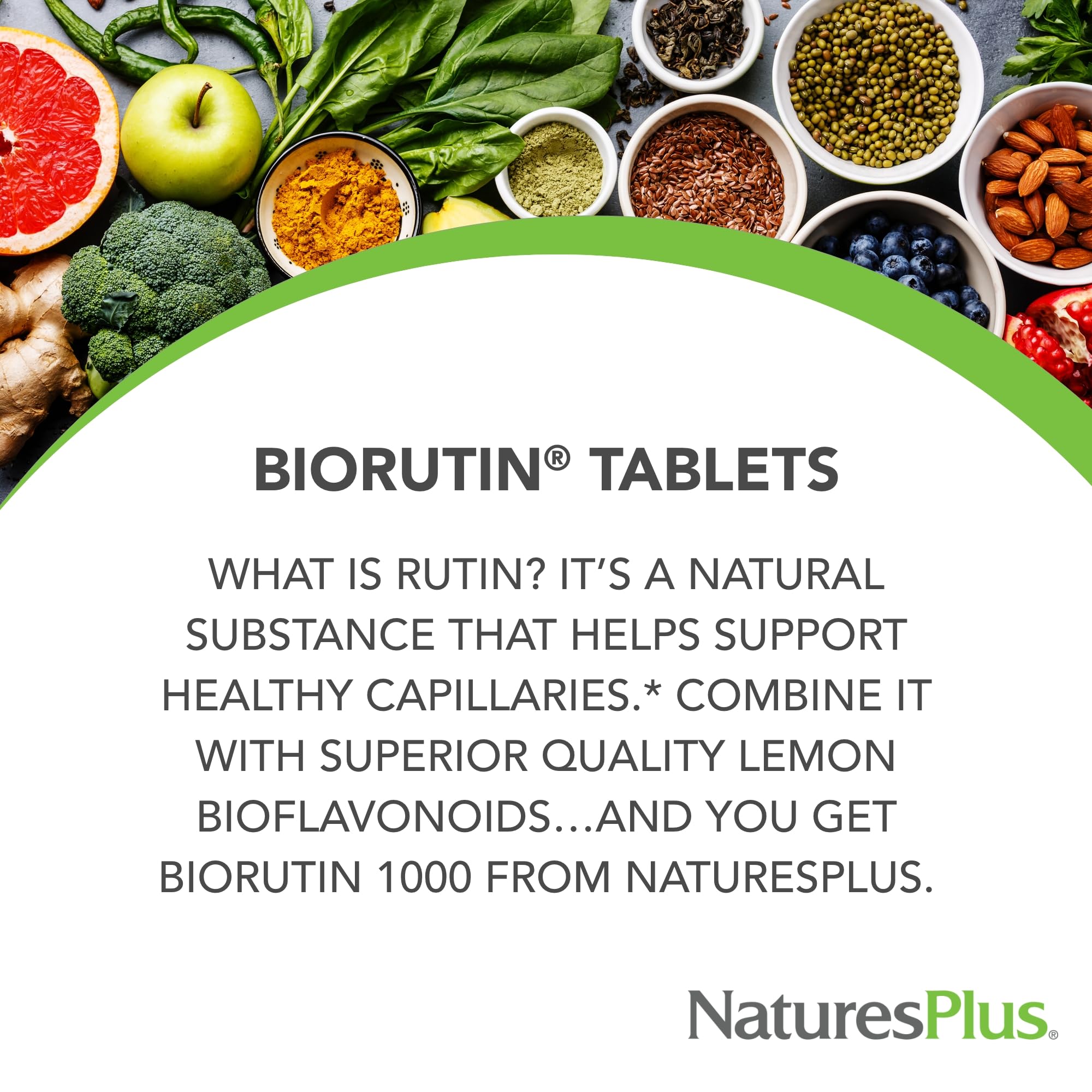 NaturesPlus Biorutin 1000 mg - 90 Tablets - Bioflavonoid & Rutin Complex - Supports Vascular Function & Circulation - Vegetarian, Gluten Free - 90 Servings NaturesPlus Au supplements