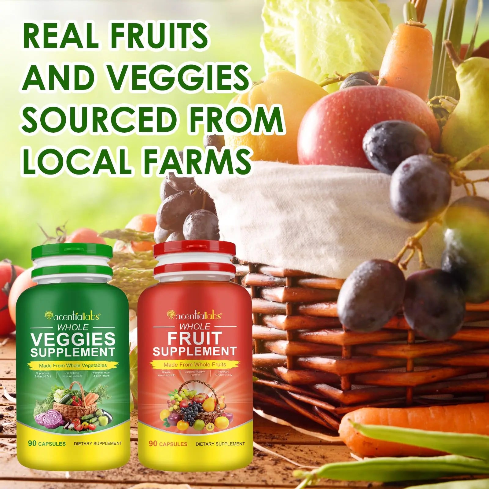 Fruit & Veggies Capsules | Daily Fruit & Vegetable Blend | 2 Bottles – 180 Vegetarian Capsules | Plant-Based Superfood Formula | Non-GMO, Gluten Free Generic Au supplements