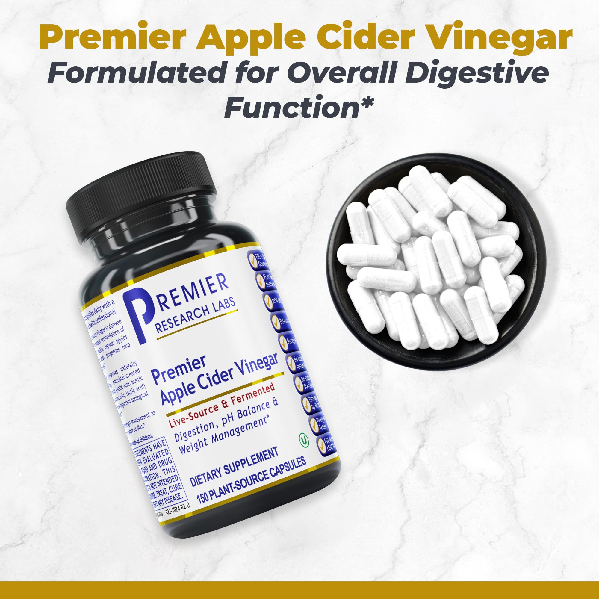 Premier Research Labs Apple Cider Vinegar Capsules - ACV Capsules, Apple Cider Vinegar Pills, Supplement for Digestion, pH Balance, Microbiome Health for Women and Men - 150 Vegetarian Capsules Premier Research Labs Au supplements