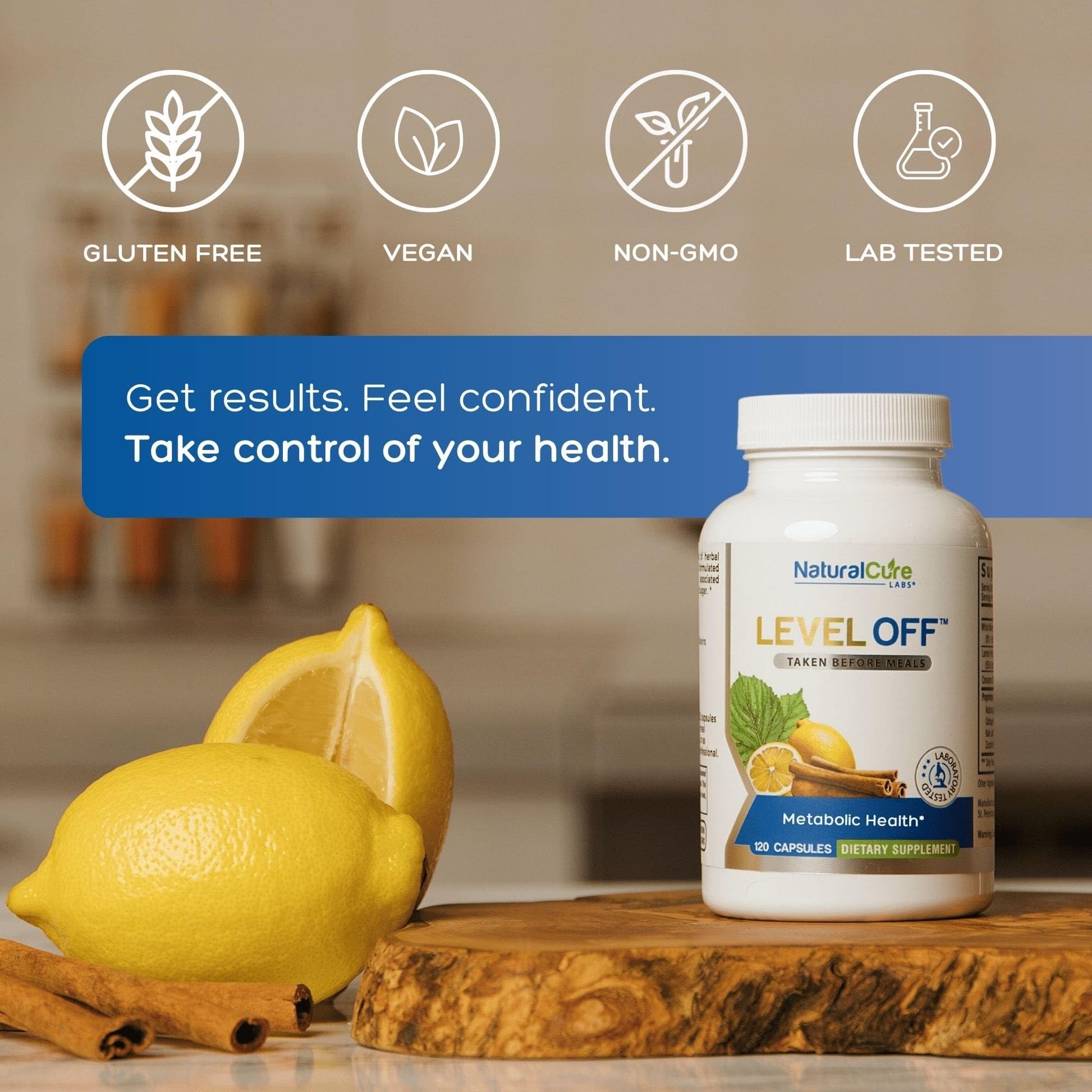 Natural Cure Labs Level Off Anti Spike Formula Glucose Supplement – Capsules for Metabolic Health, Helps Moderate Glucose Spikes, Vegan, Non-GMO, Gluten Free (120 Count (Pack of 1)) Natural Cure Labs Au supplements